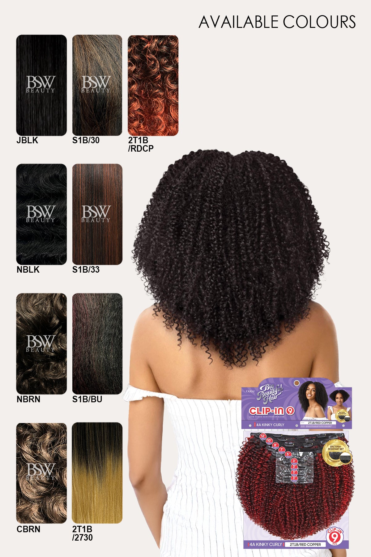 OUTRE BIG BEAUTIFUL HAIR CLIP-IN 9PCS -4A KINKY CURL - BSW BEAUTY CANADA