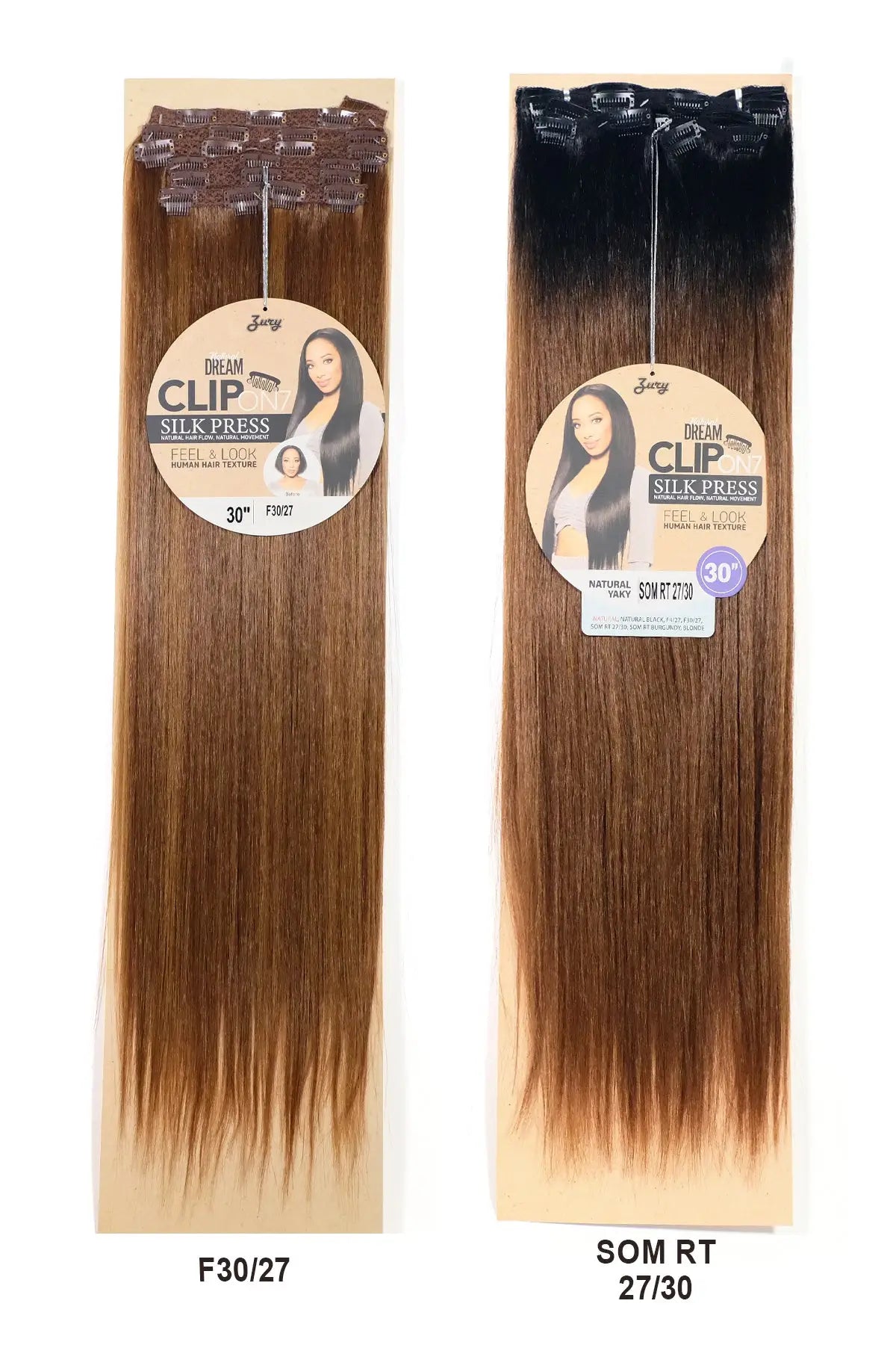ZURY NATURAL DREAM CLIP ON 7 SILK PRESS NATURAL YAKY 30" ZURY