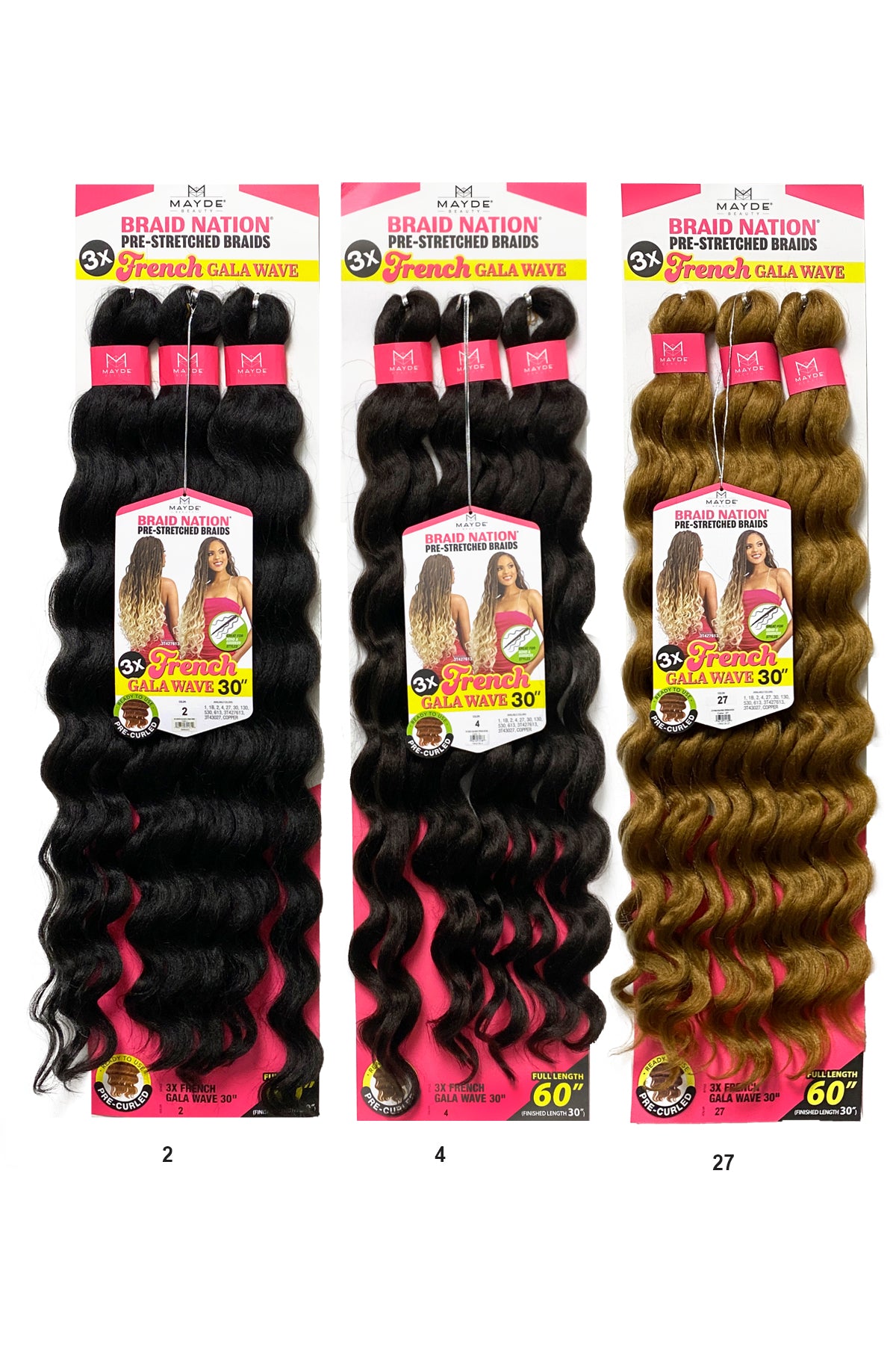MAYDE BRAID NATION PRE-STRETCHED BRAID 3X  FRENCH GALA WAVE 30" - BSW BEAUTY CANADA