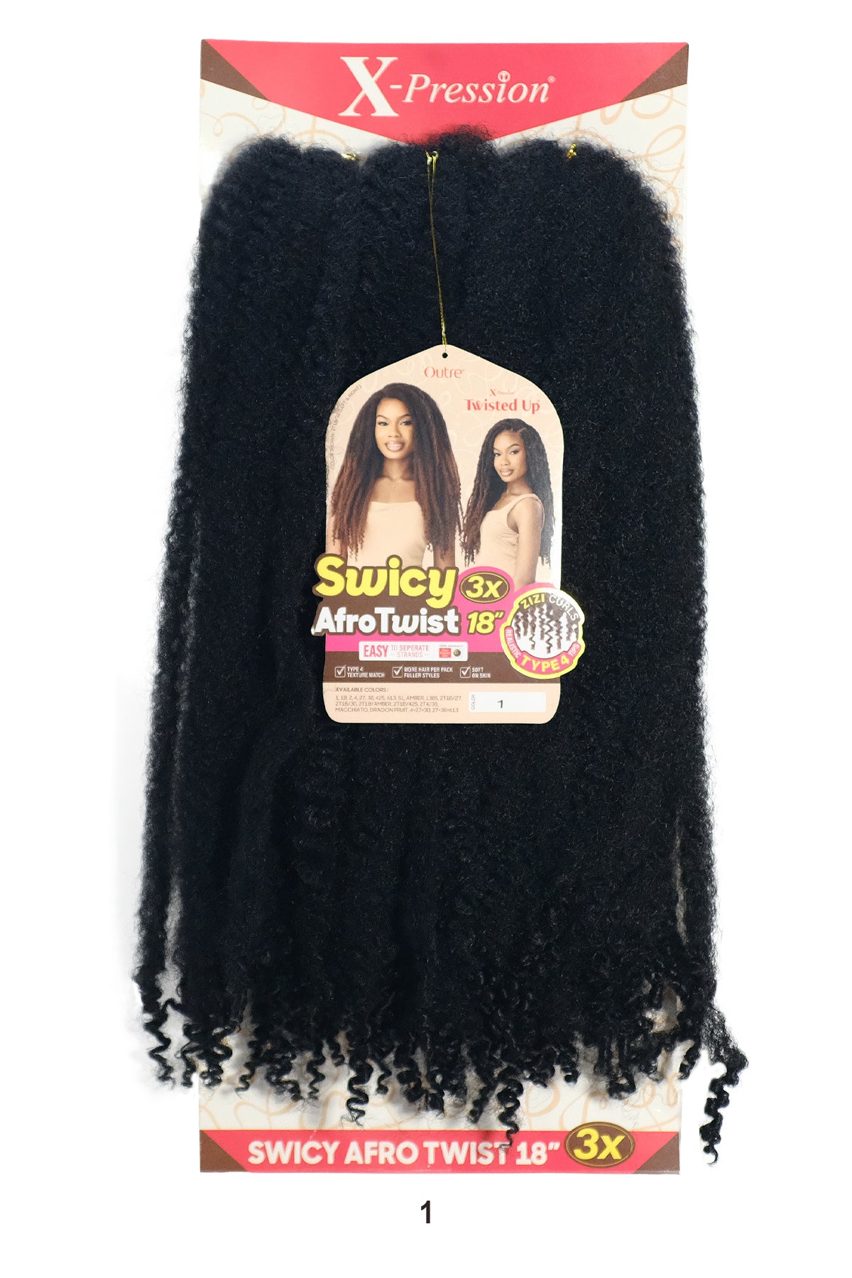 OUTRE  X-PRESSION TWISTE UP 3X SWICY AFRO TWIST 18"