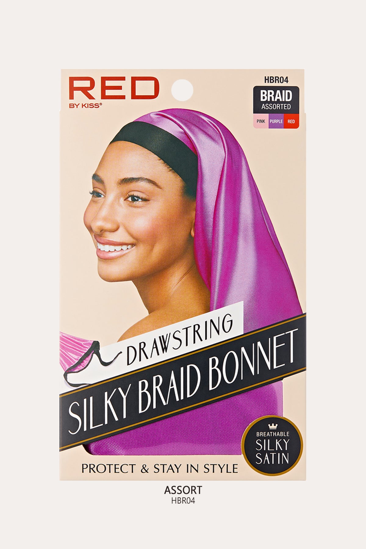 RED BY KISS DRAWSTRING SILKY BRAID BONNET - BSW BEAUTY CANADA