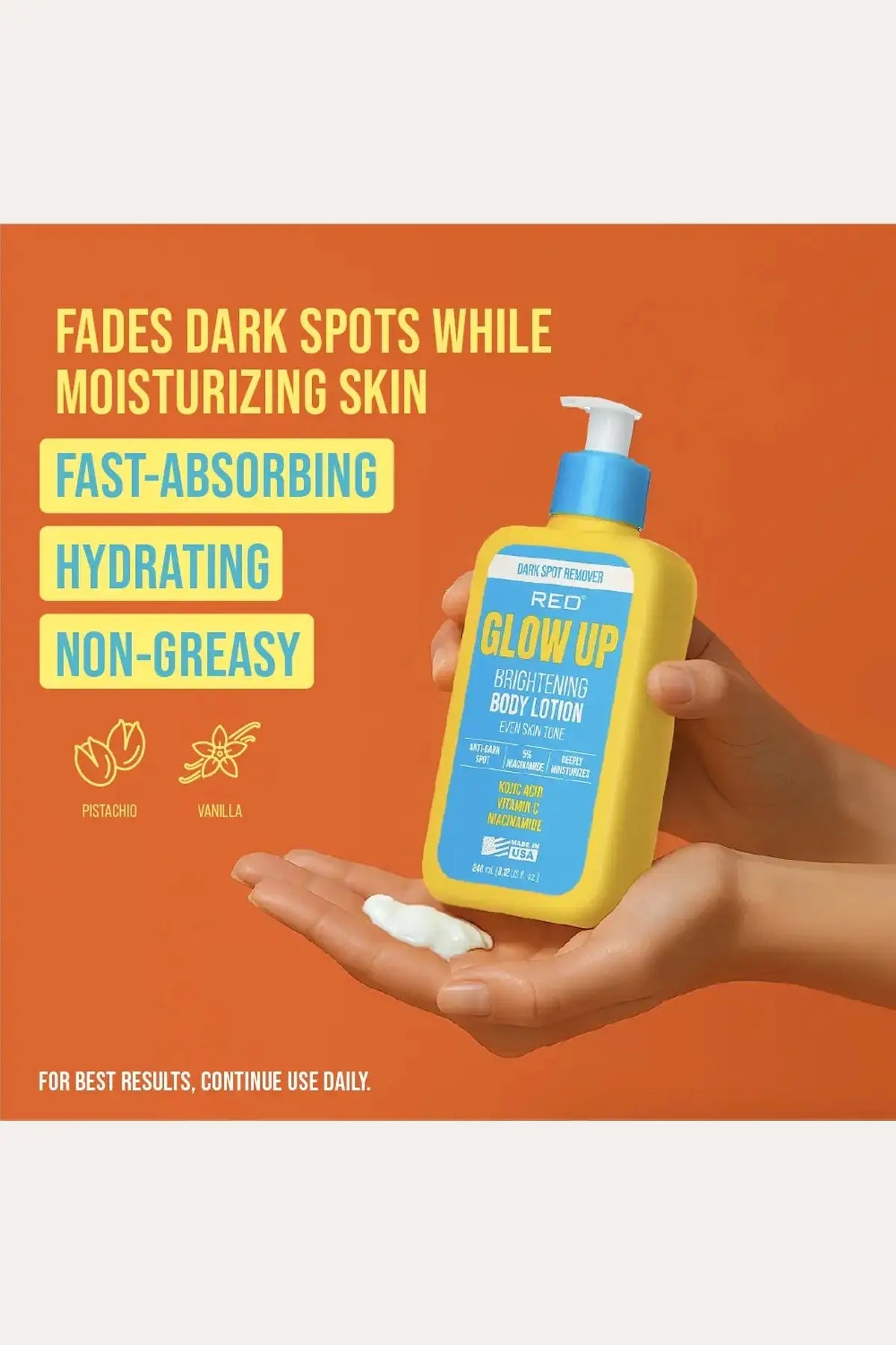 RED BY KISS GLOW UP BRIGHTENING BODY LOTION WITH KOJIC ACID, VITAMIN C & NIACINAMIDE - BSW BEAUTY CANADA