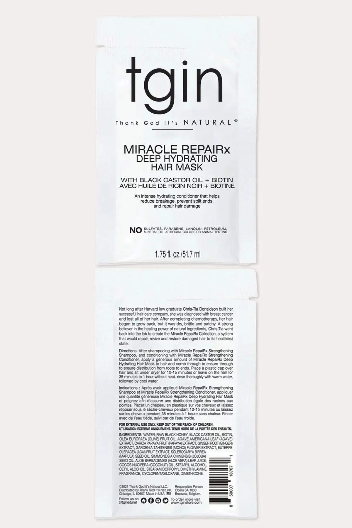 TGIN MIRACLE REPAIRX DEEP HYDRATING HAIR MASK - BSW BEAUTY CANADA