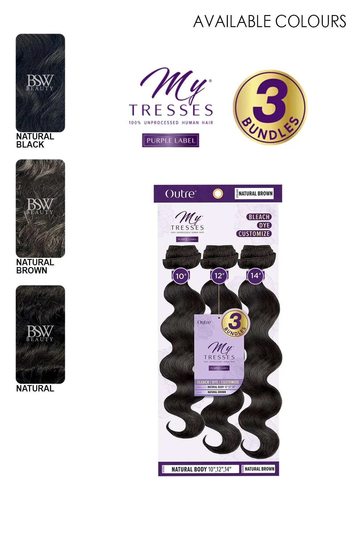 OUTRE MY TRESSES PURPLE LABEL 100% UNPROCESSED NATURAL BODY 3PCS - BSW BEAUTY CANADA