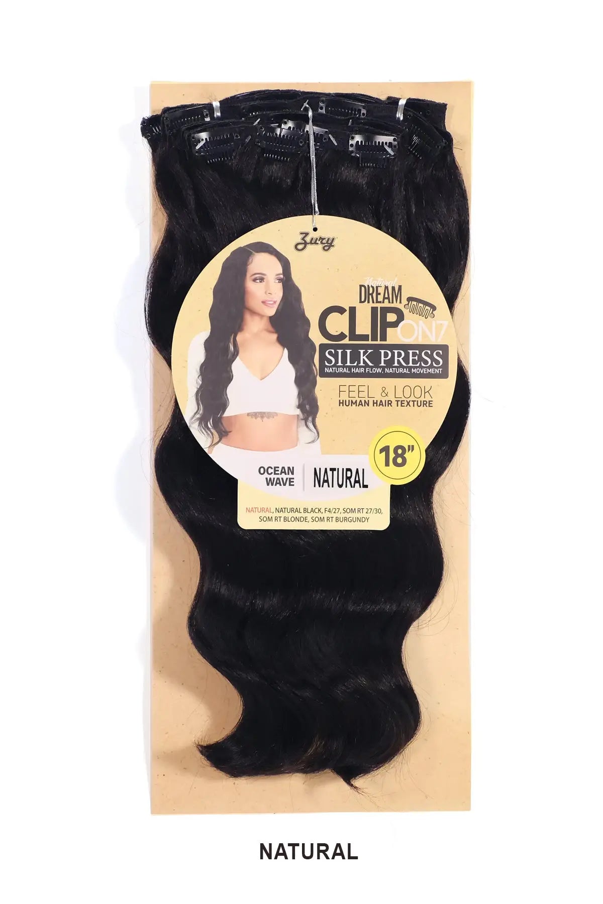 ZURY NATURAL DREAM SILK PRESS CLIP ON 7CPS - OCEAN WAVE 18" ZURY