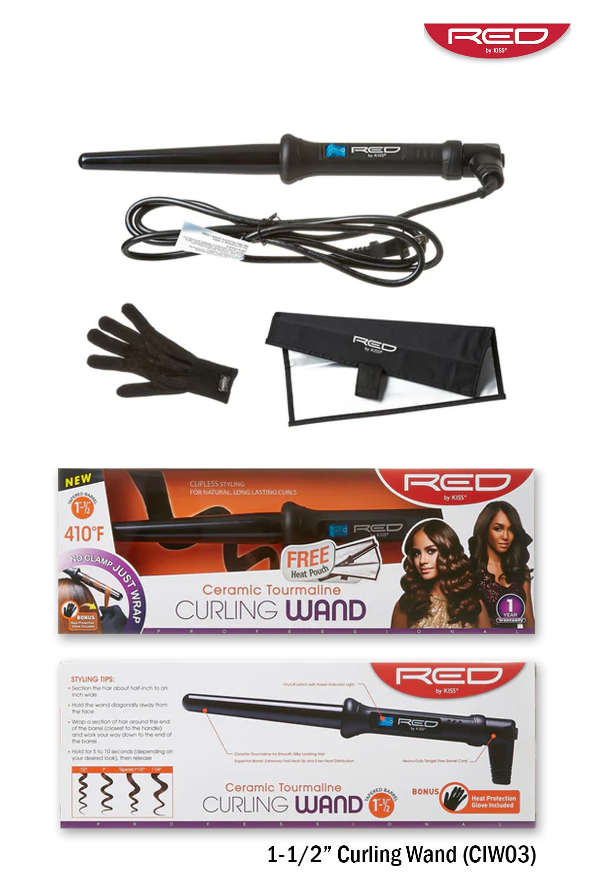 RED BY KISS CURLING WAND