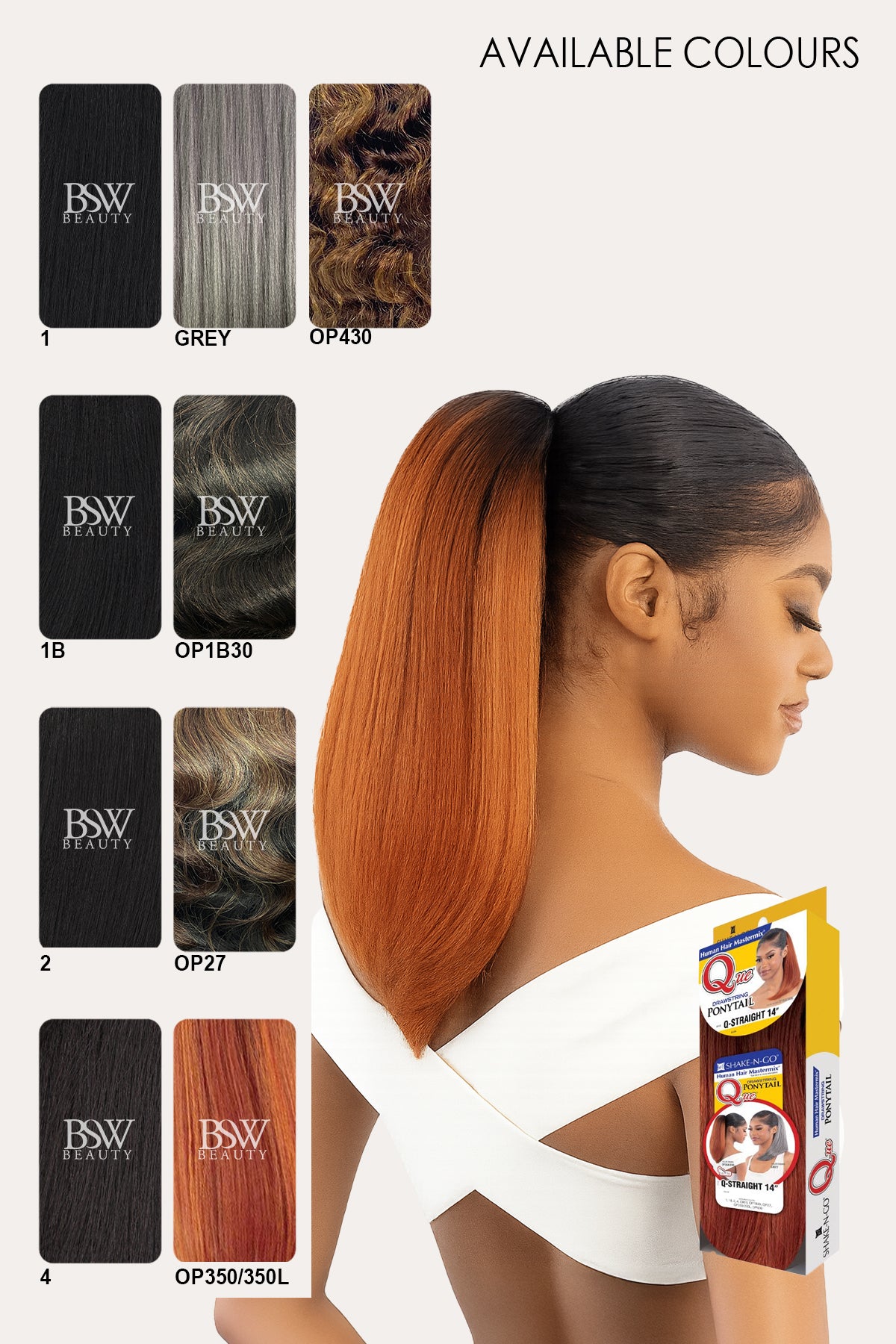 SHAKE N GO QUE DRAWSTRING PONYTAIL - STRAIGHT 14" - BSW BEAUTY CANADA