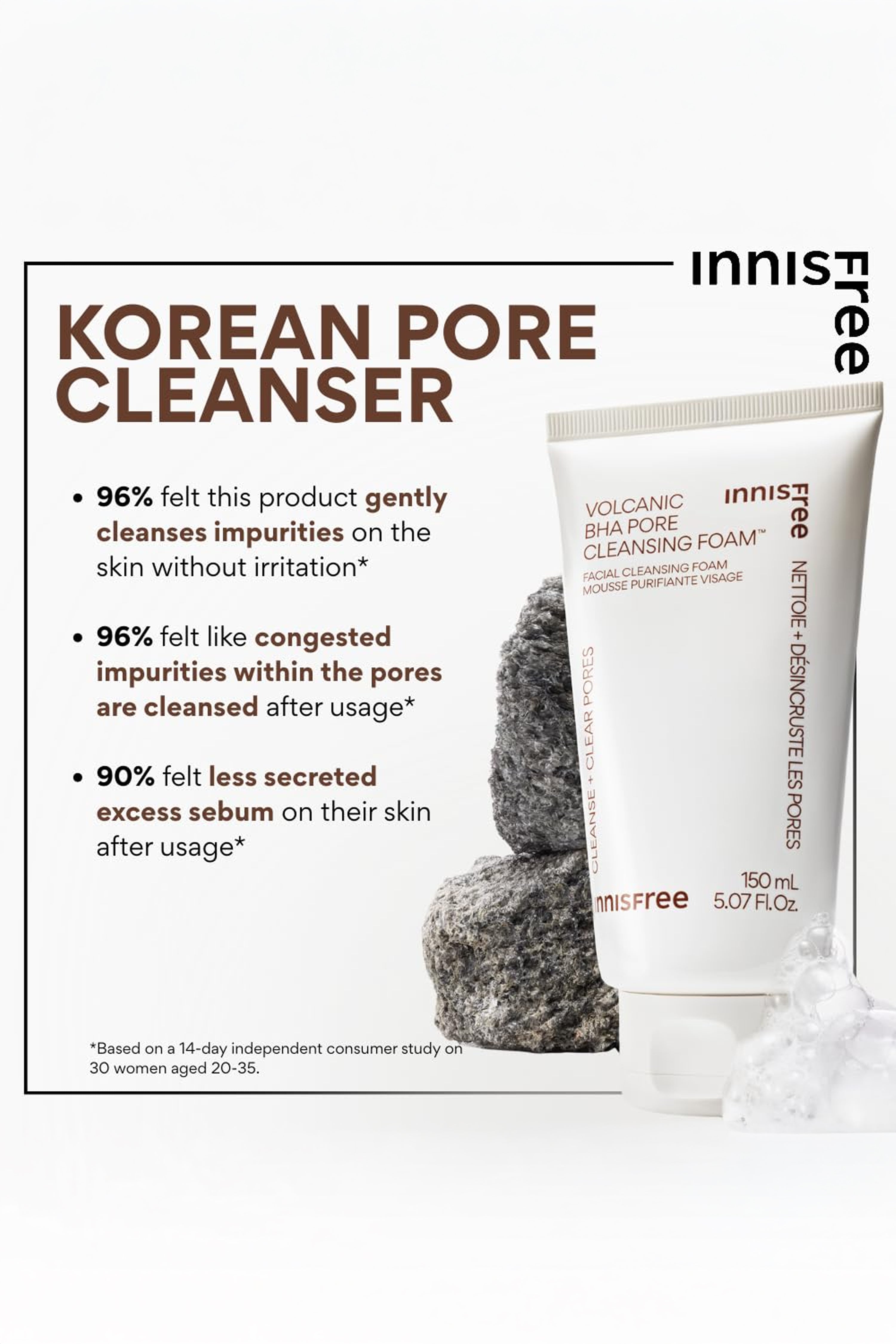 INNISFREE VOLCANIC BHA PORE CLEANSING FOAM (150ml) - BSW BEAUTY CANADA