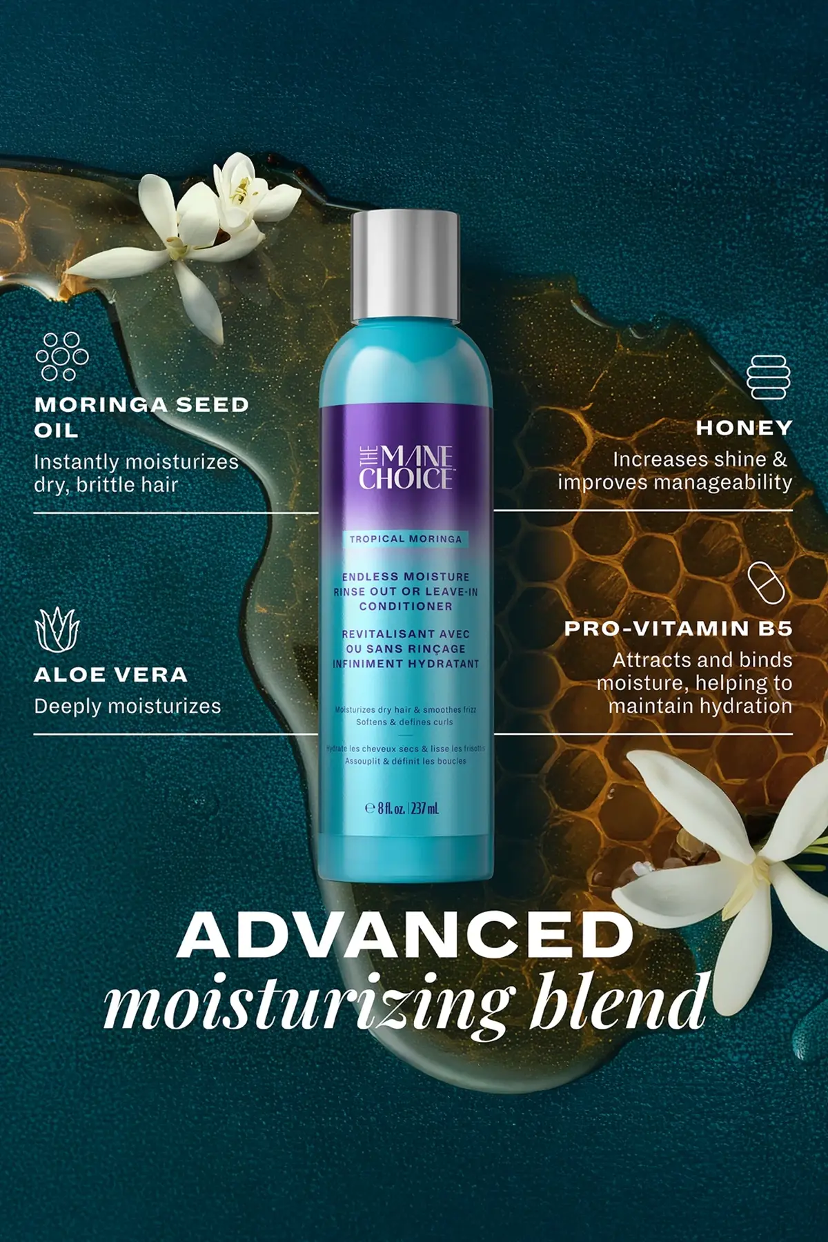 THE MANE CHOICE TROPICAL MORINGA SWEET OIL & HONEY RINSE OUT OR LEAVE-IN CONDITIONER THE MANE CHOICE