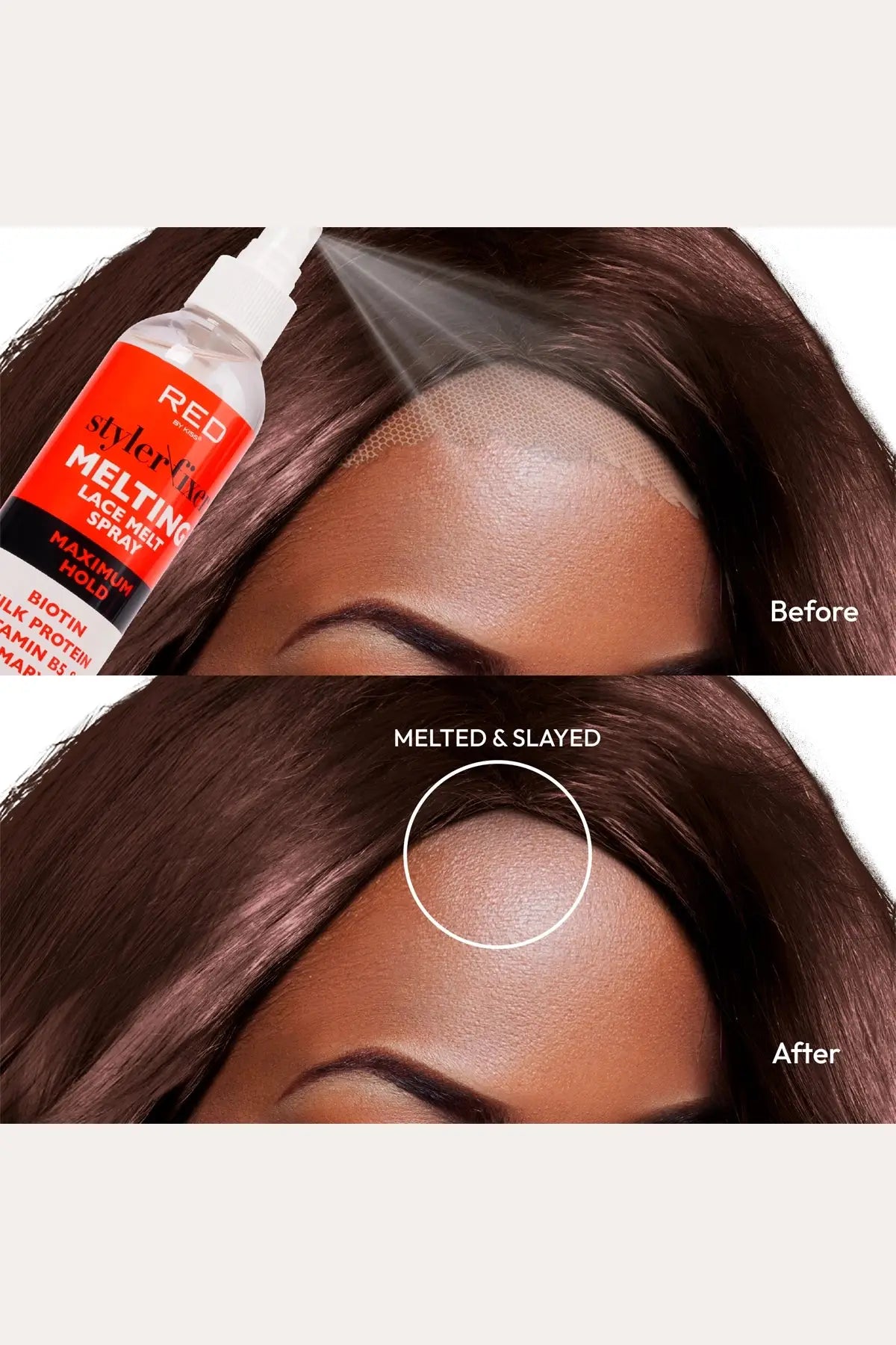 RED BY KISS STYLER FIXER MELTING LACE MELT SPRAY -3 HOLD LEVELS RED BEAUTY