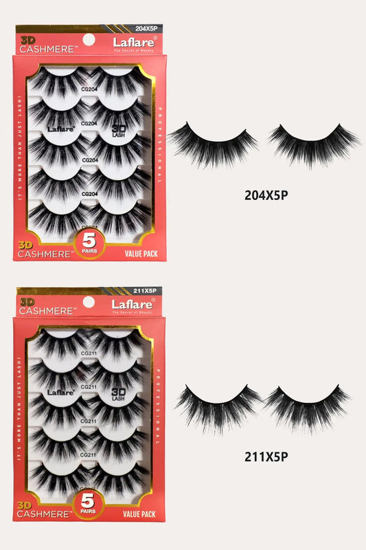 LAFLARE 3D CASHMERE LASHES_5 PAIRS VALUE PACK LAFLARE