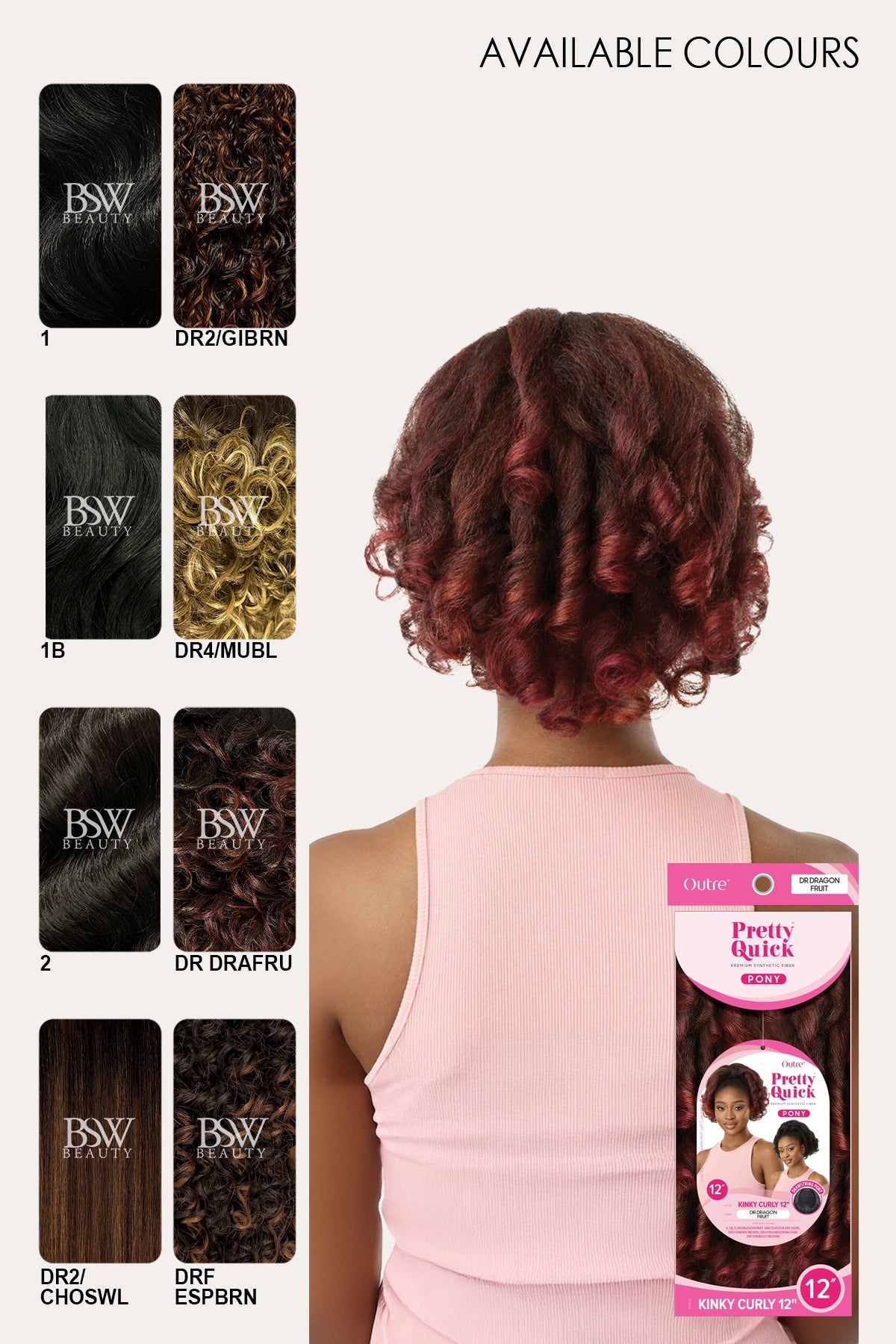 OUTRE PRETTY QUICK PONYTAIL - KINKY CURLY 12 - BSW BEAUTY CANADA
