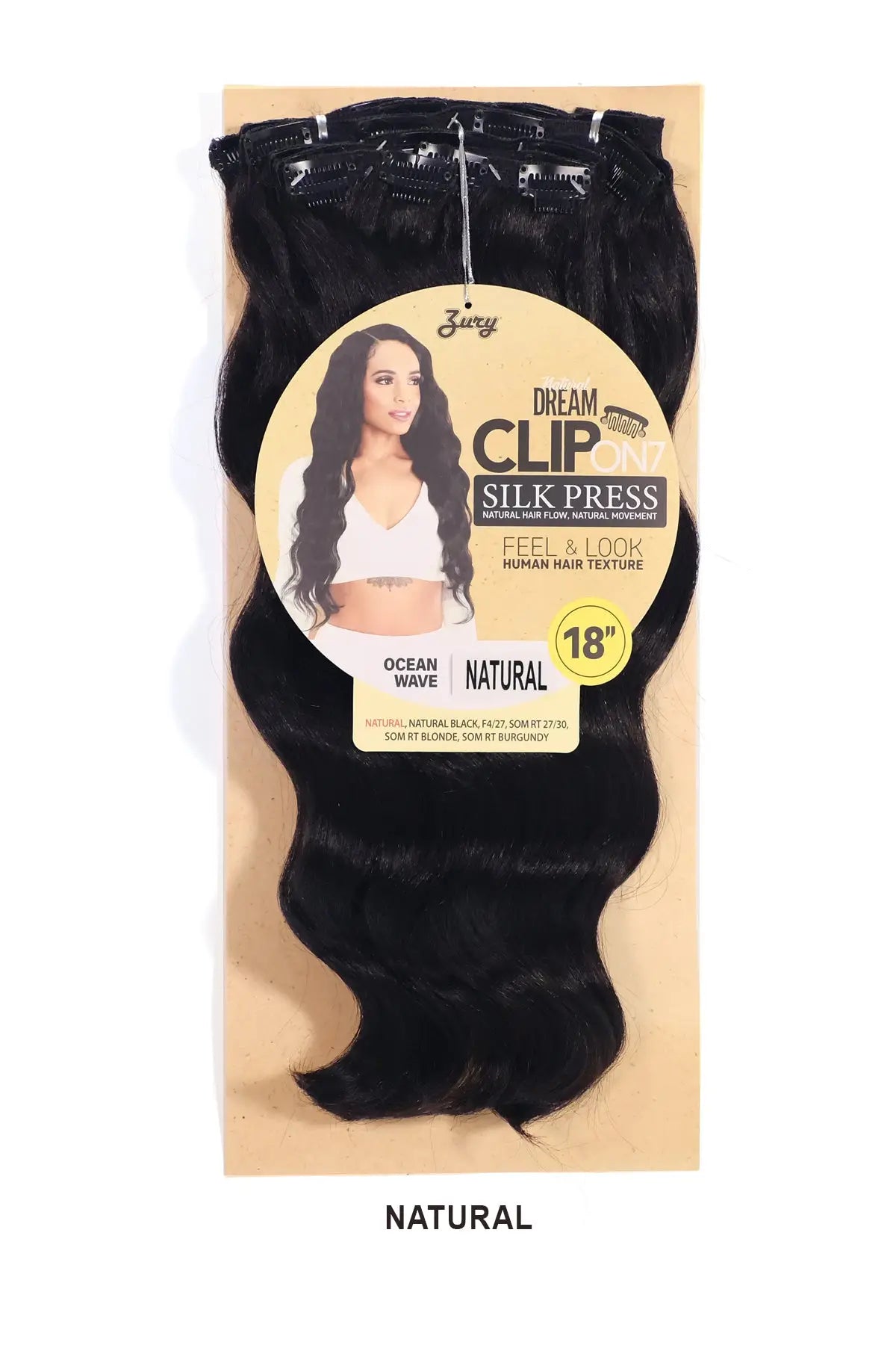 ZURY NATURAL DREAM SILK PRESS CLIP ON 7CPS - OCEAN WAVE 18" ZURY