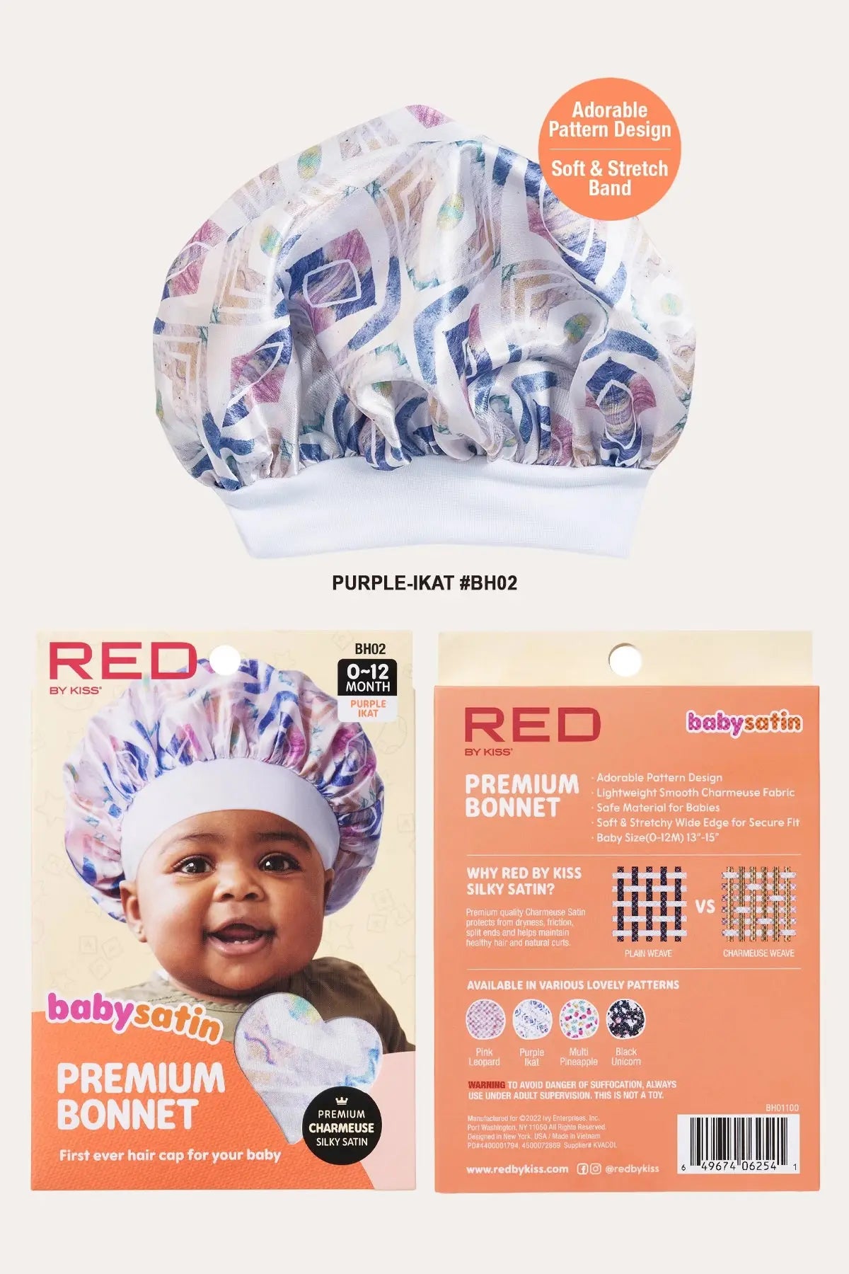 RED BY KISS BABY SATIN HAIR BONNET SLEEP CAP - BSW BEAUTY CANADA