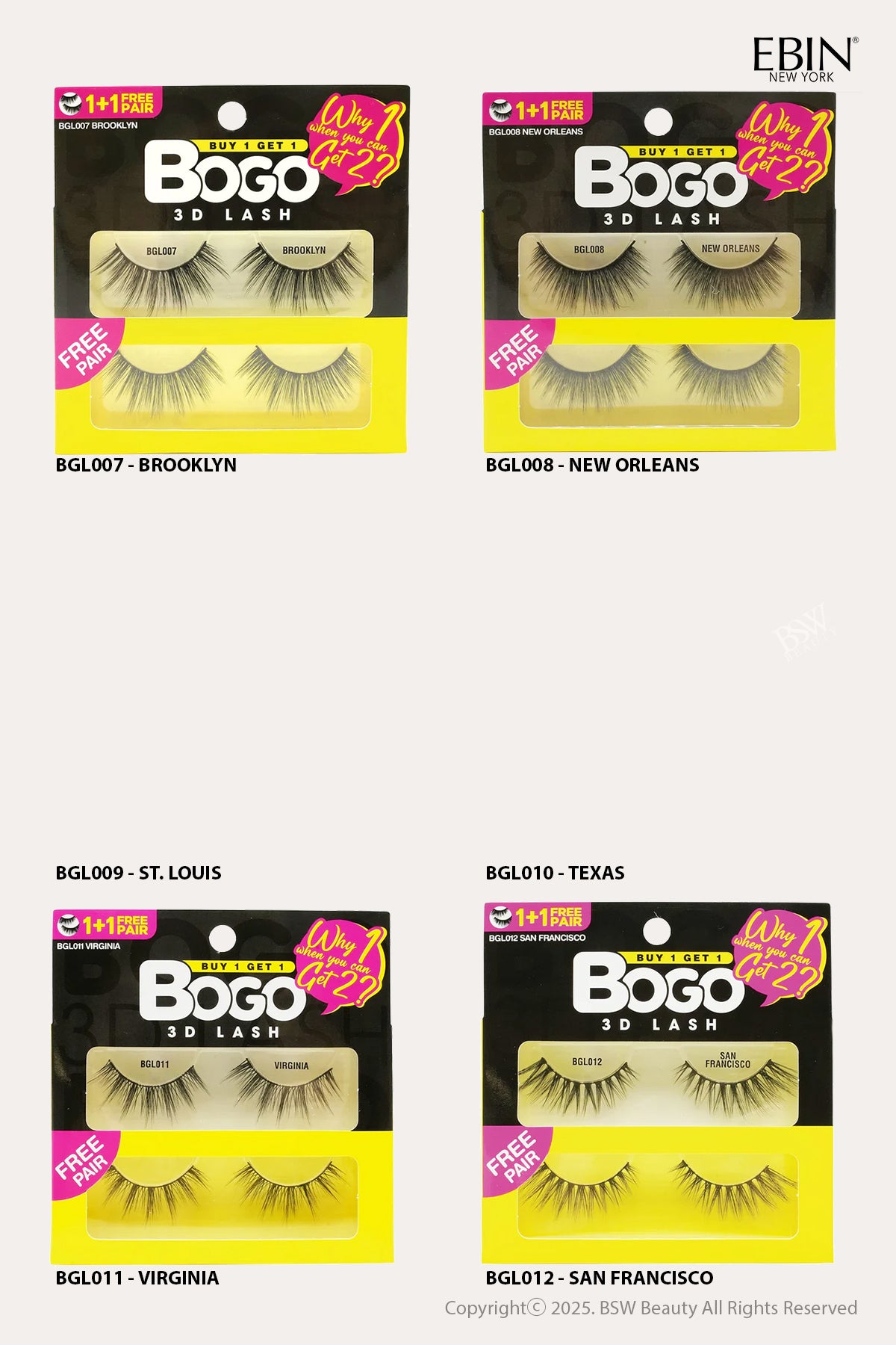 EBIN BOGO 3D EYELASHES - BSW BEAUTY CANADA