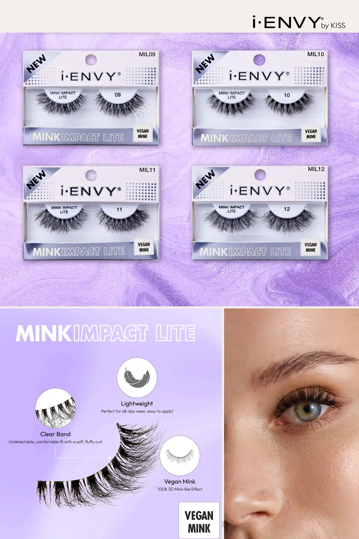I ENVY MINK IMPACT LITE CLEAR BAND VEGAN FAUX MINK STRIP LASH - BSW BEAUTY CANADA