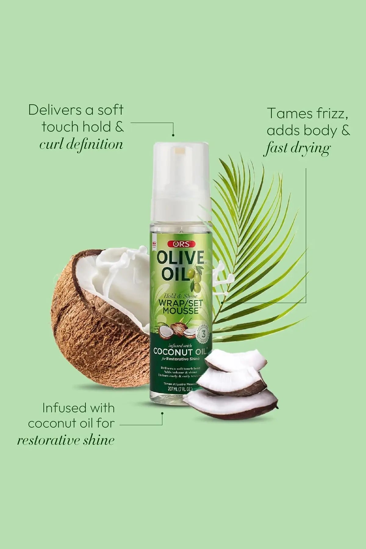 ORS OLIVE OIL HOLD & SHINE WRAP SET MOUSSE 7oz ORS
