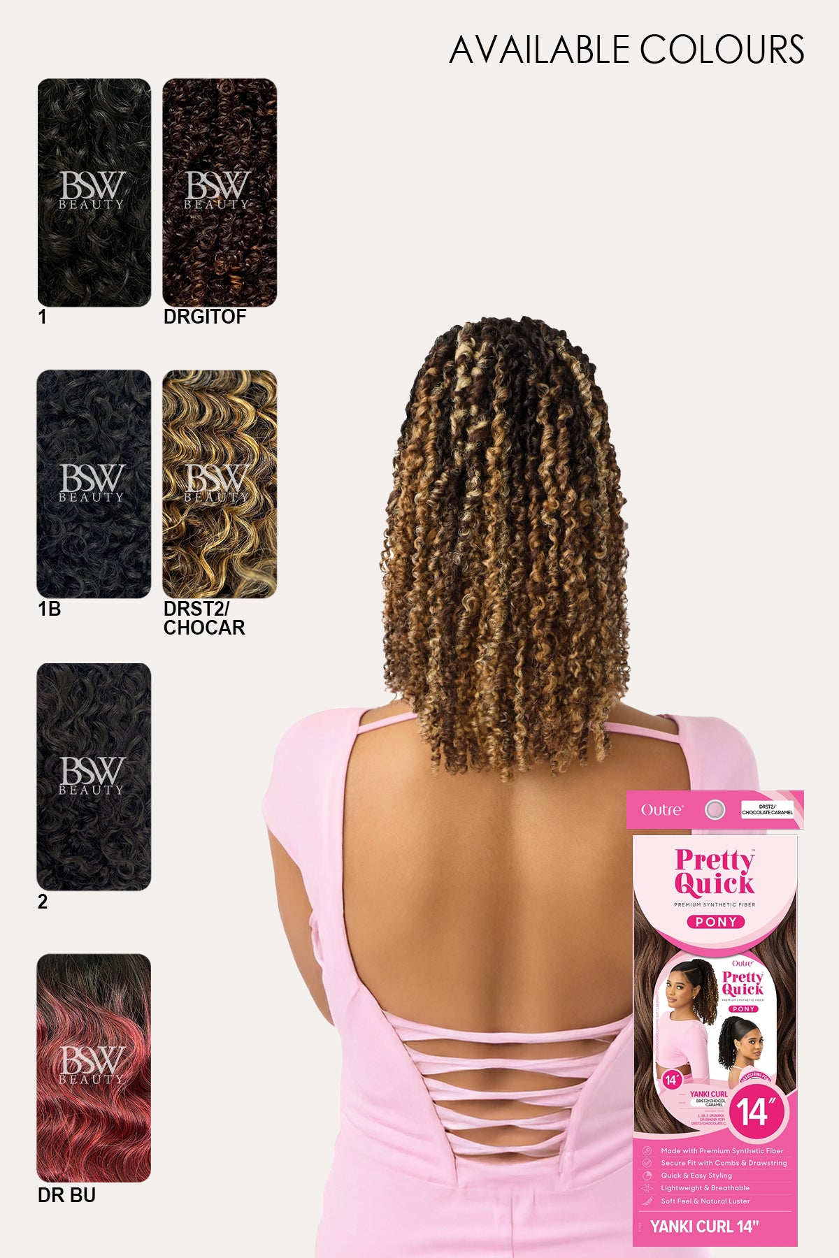 OUTRE PRETTY QUICK PONYTAIL  YANKI CURL 14" - BSW BEAUTY CANADA
