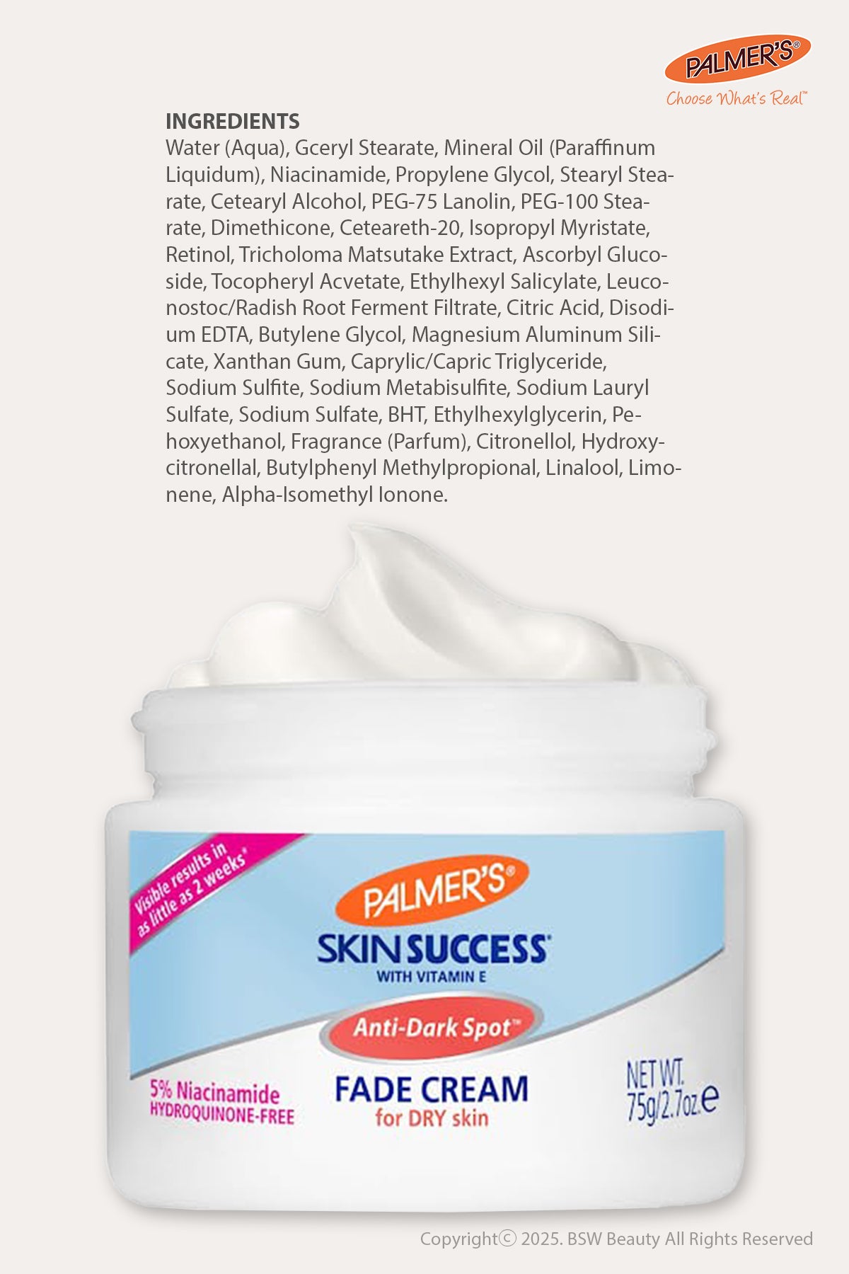 PALMER'S SKIN SUCCESS ANTI-DARK SPOT FADE CREAM - BSW BEAUTY CANADA