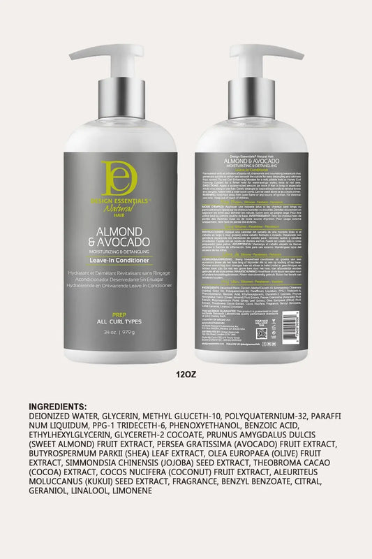 DESIGN ESSENTIALS ALMOND & AVOCADO DETANGLING LEAVE-IN CONDITIONER DESIGN ESSENTIALS