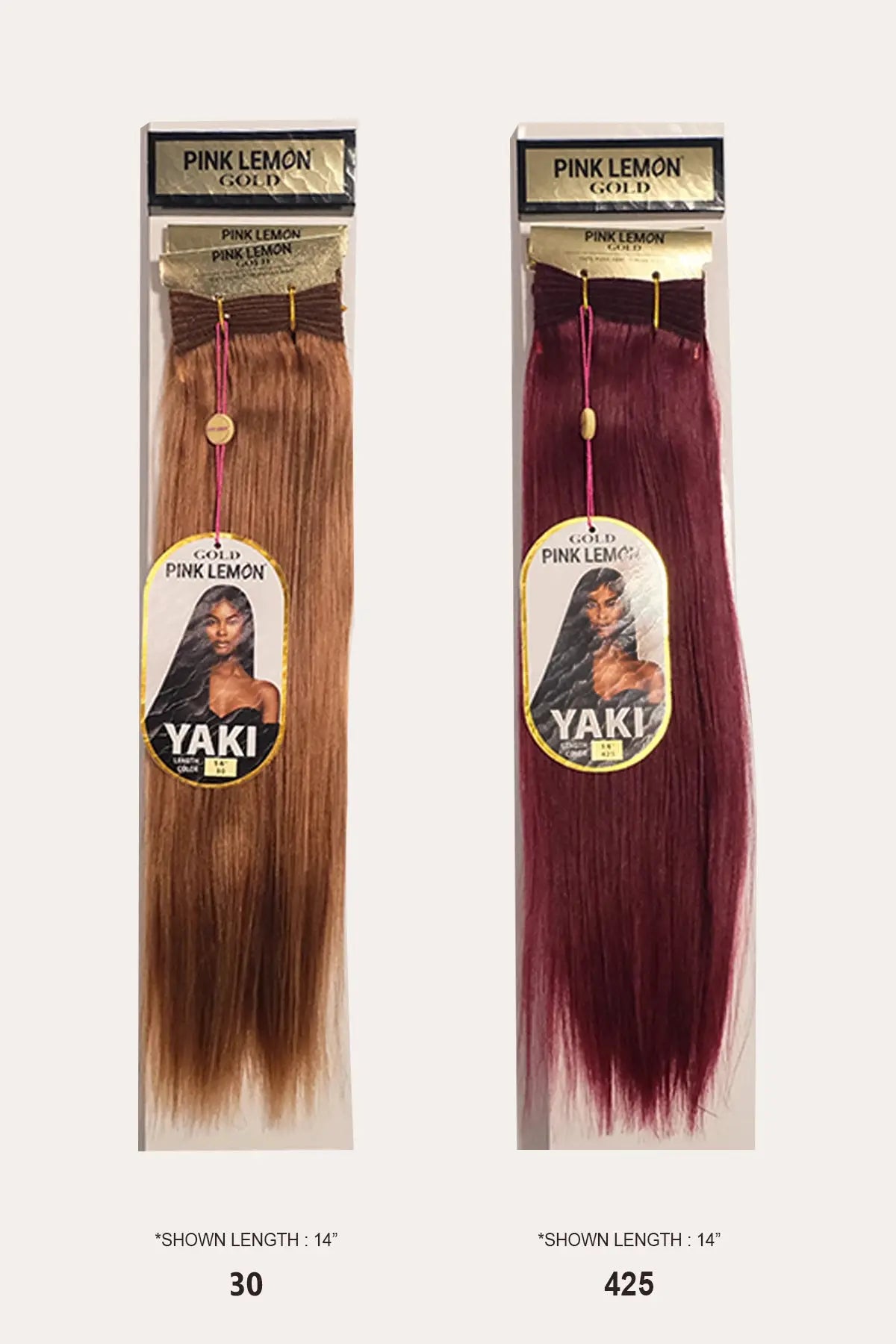 PINK LEMON GOLD 100% REMI HUMAN HAIR WEAVE - YAKI 12" PINK LEMON