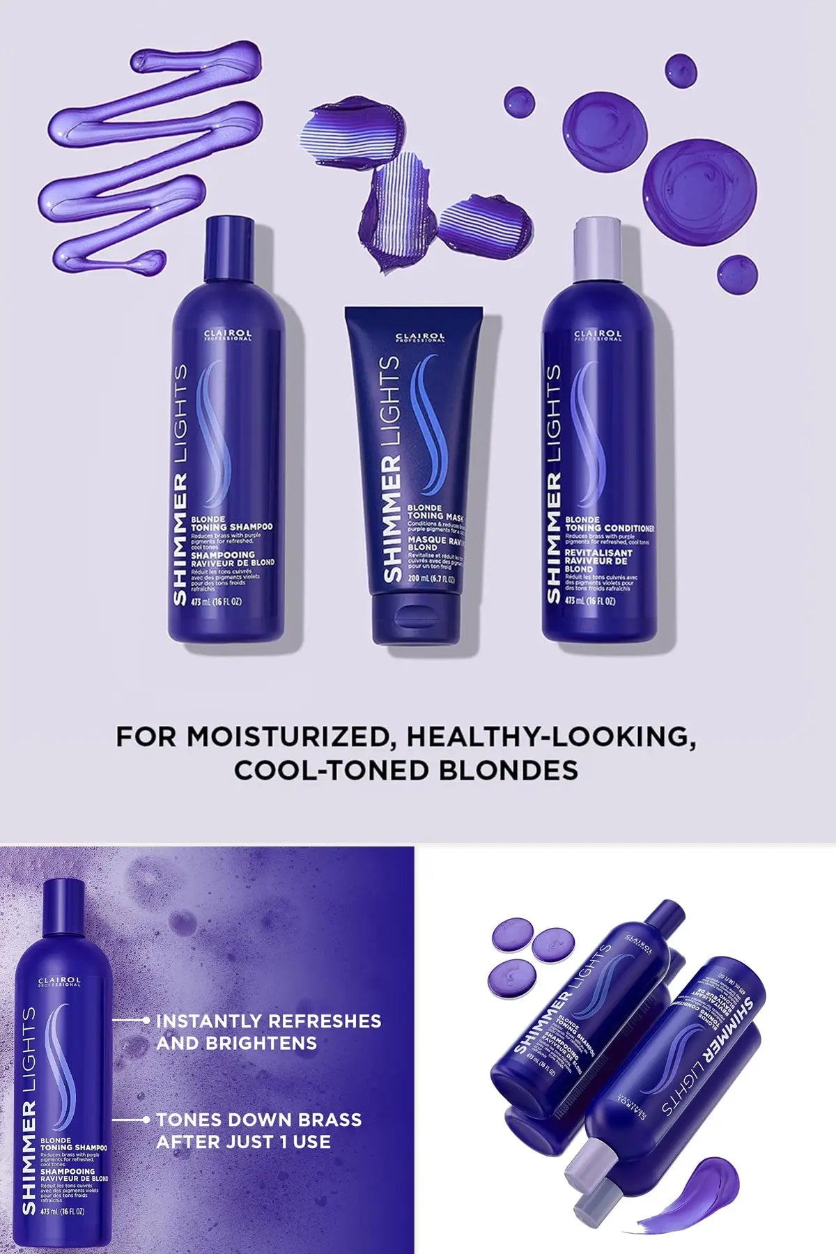 SHIMMER LIGHTS BLONDE TONING SHAMPOO - BSW BEAUTY CANADA