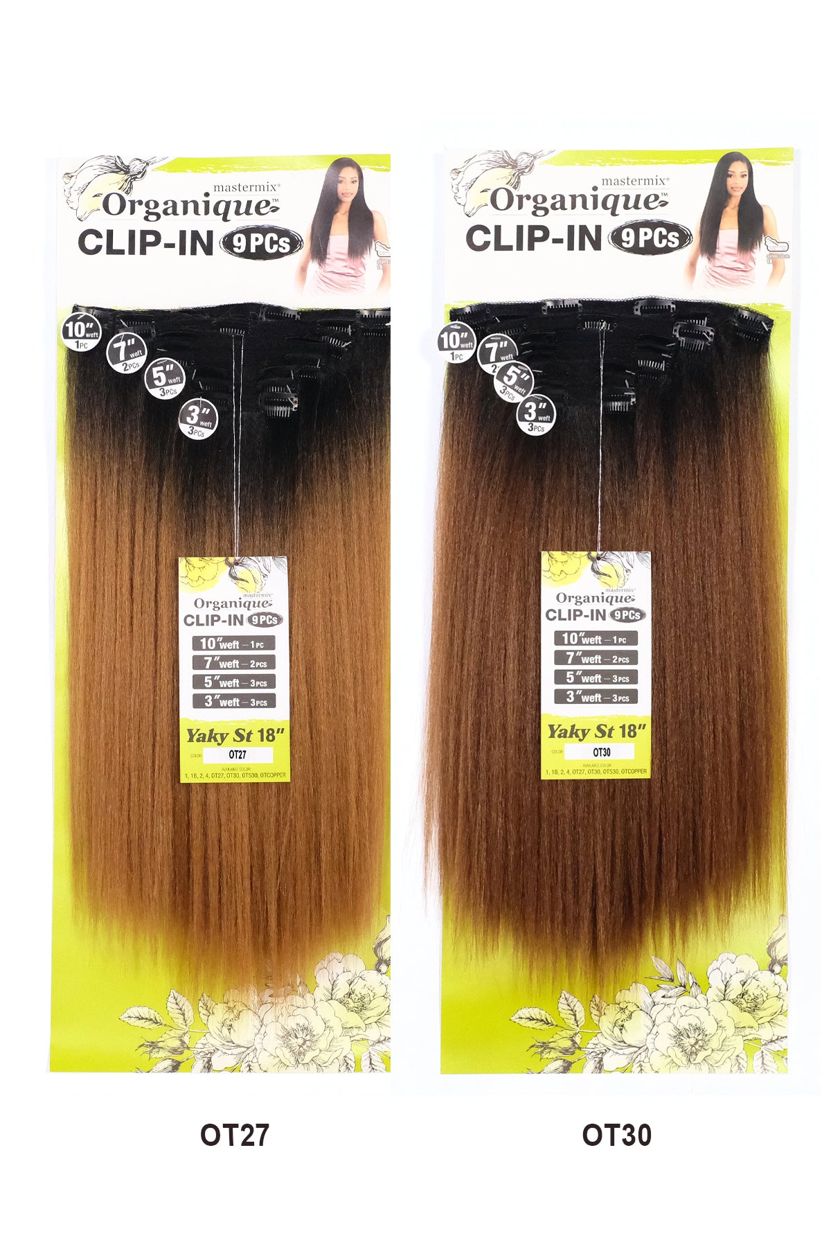 SHAKE N GO ORGANIQUE HUMAN HAIR BLEND CLIP-IN 9PCS - YAKY STRAIGHT 18"