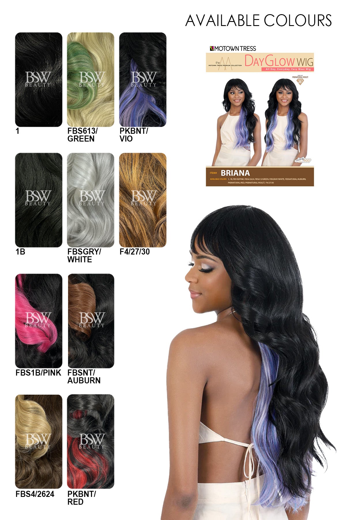 MOTOWN TRESS DAY GLOW WIG SYNTHETIC HAIR WIG - BRIANA