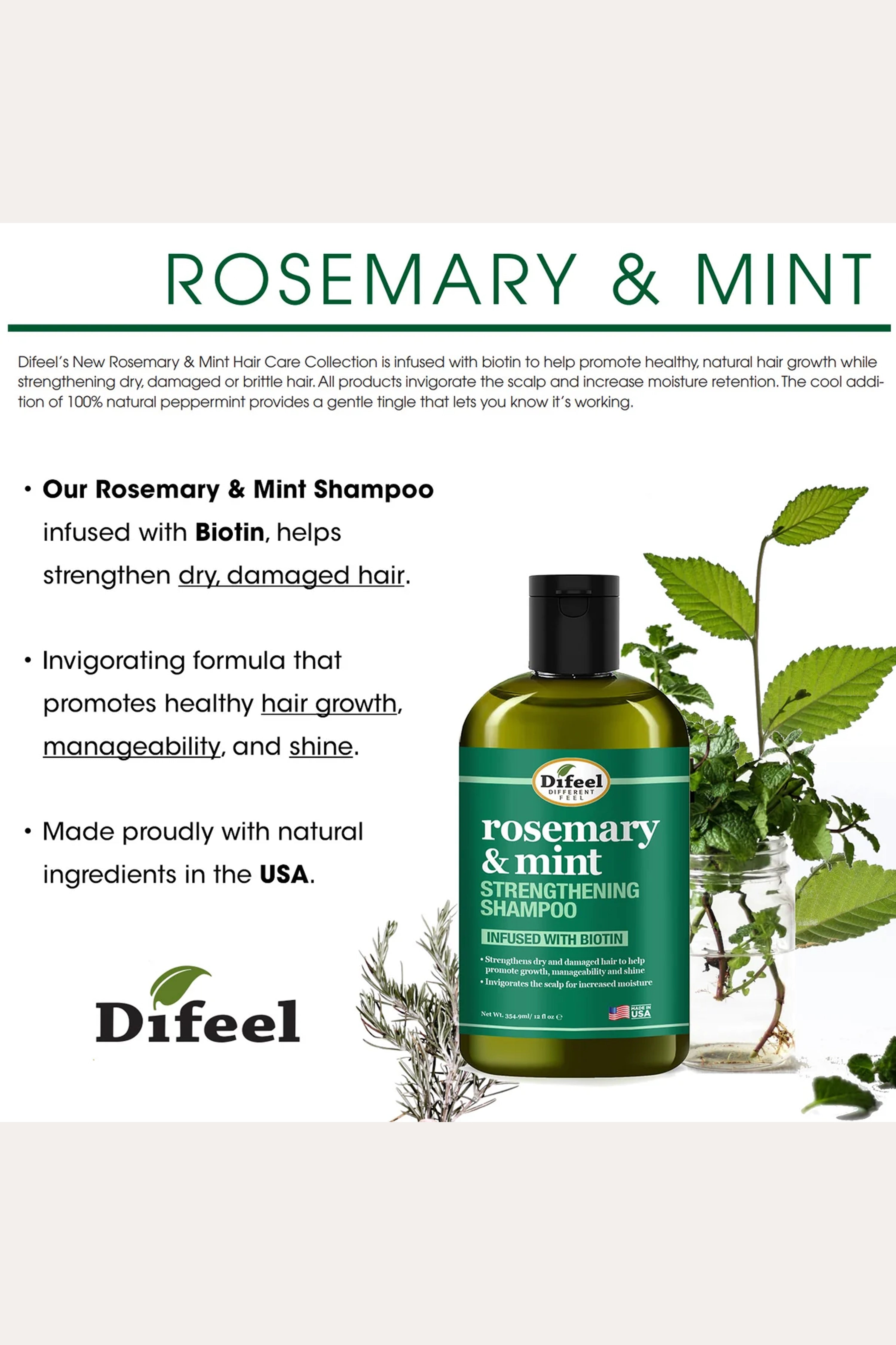 DIFEEL ROSEMARY MINT HAIR STRENGTHENING SHAMPOO 12oz