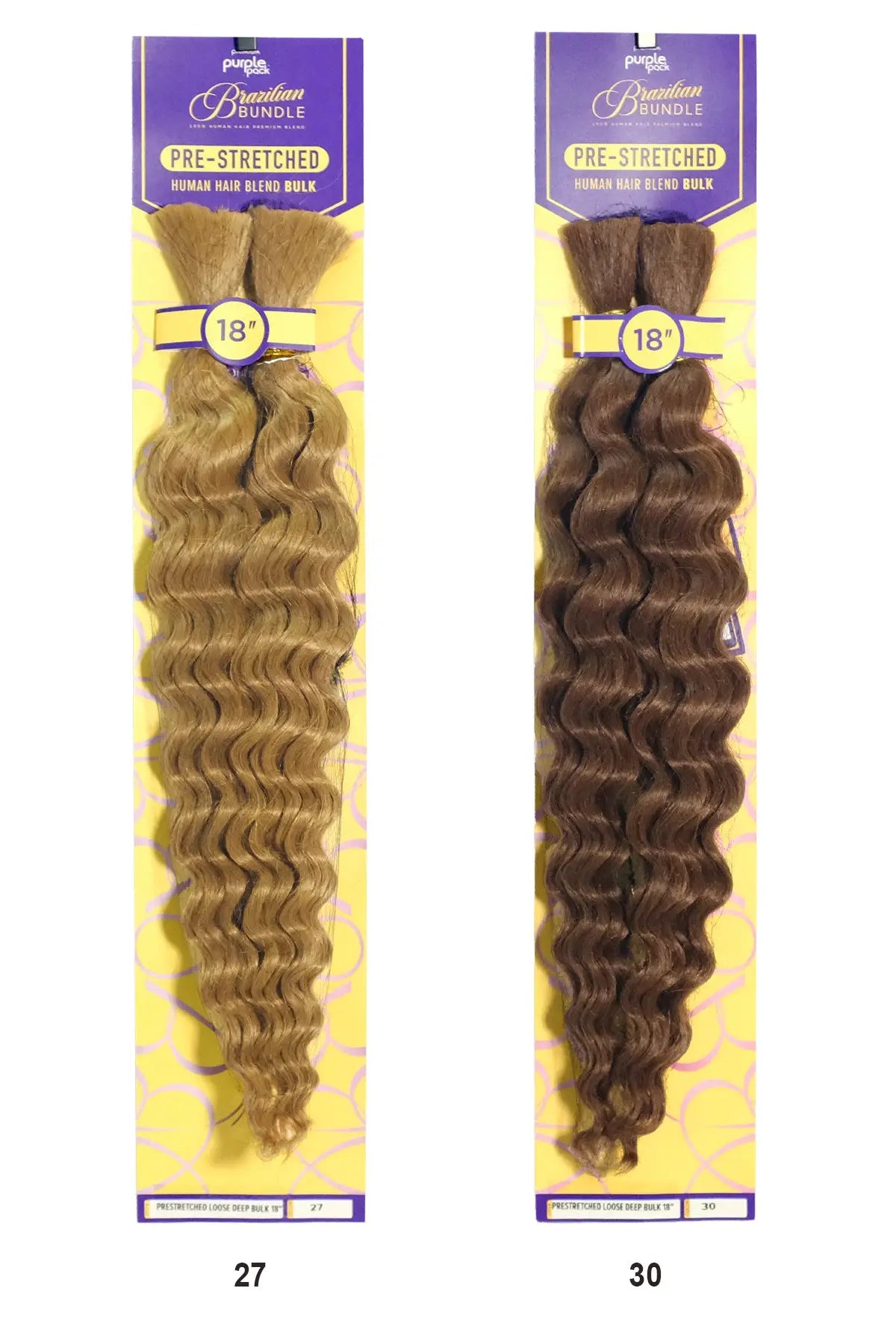 OUTRE PURPLE PACK BRAZILIAN BUNDLE PRE-STRETCHED - LOOSE DEEP BULK 18" OUTRE