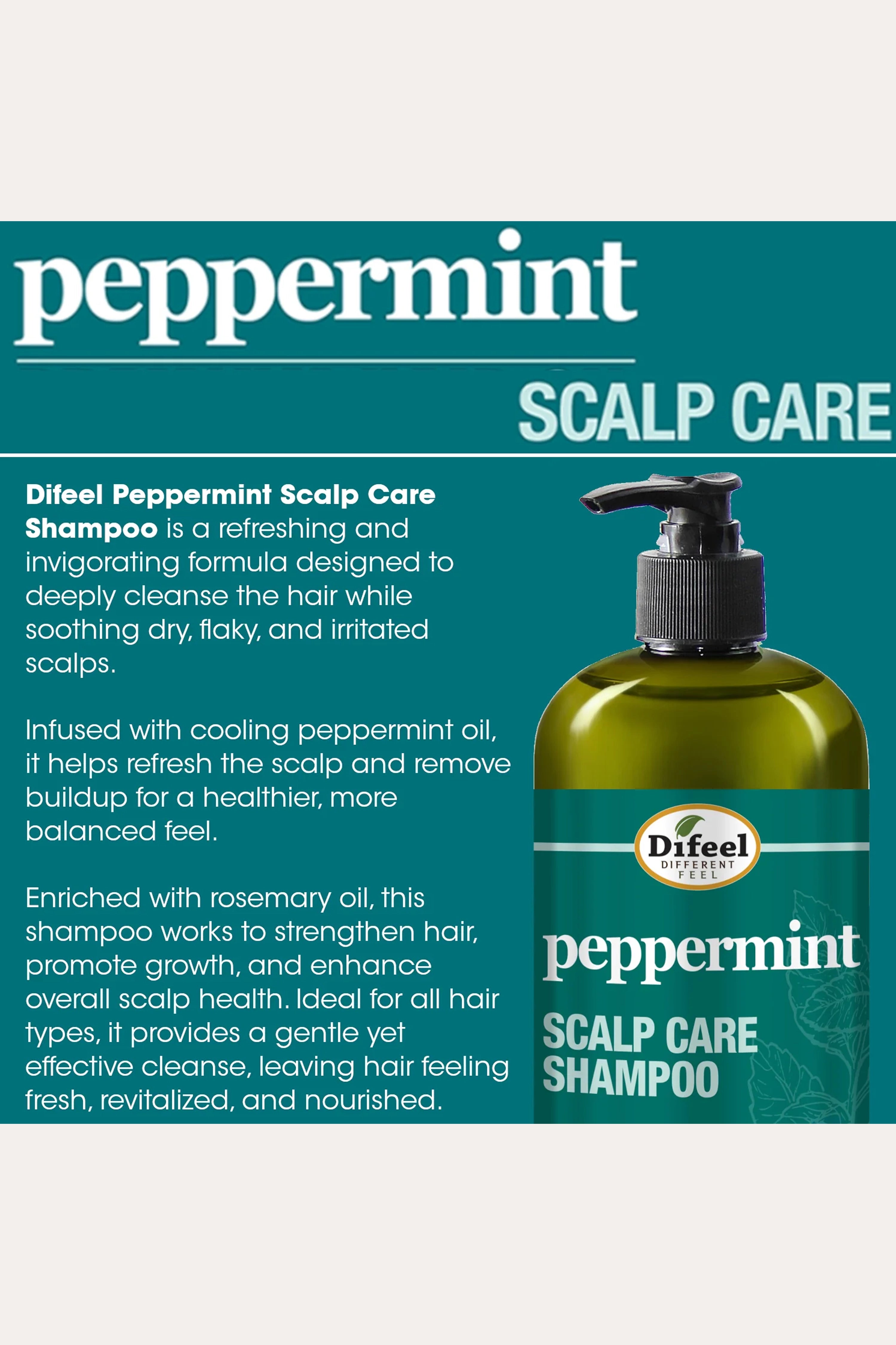 !SHAMPOOING DE SOIN DU CUIR CHEVELU À LA MENTHE POIVRÉE DIFEEL 355ml