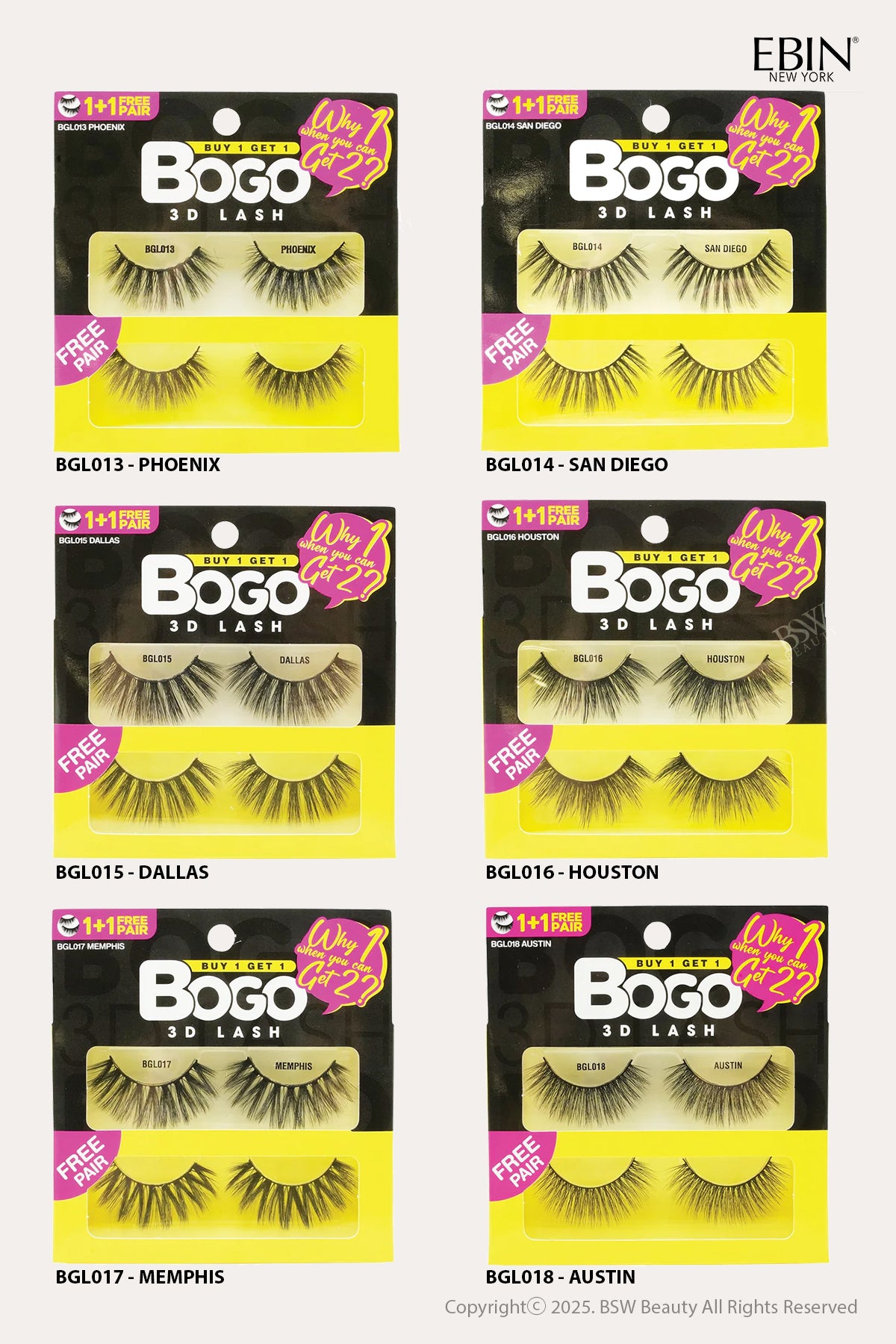 EBIN BOGO 3D EYELASHES - BSW BEAUTY CANADA