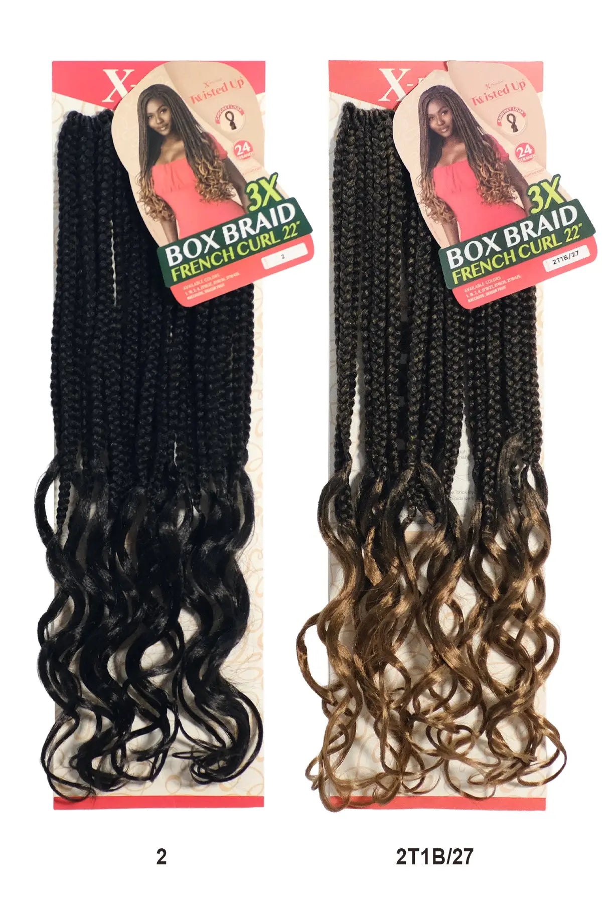 OUTRE X-PRESSION 3X  BOX BRAID FRENCH CURL 22" OUTRE