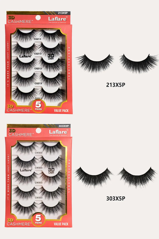 LAFLARE 3D CASHMERE LASHES_5 PAIRS VALUE PACK LAFLARE