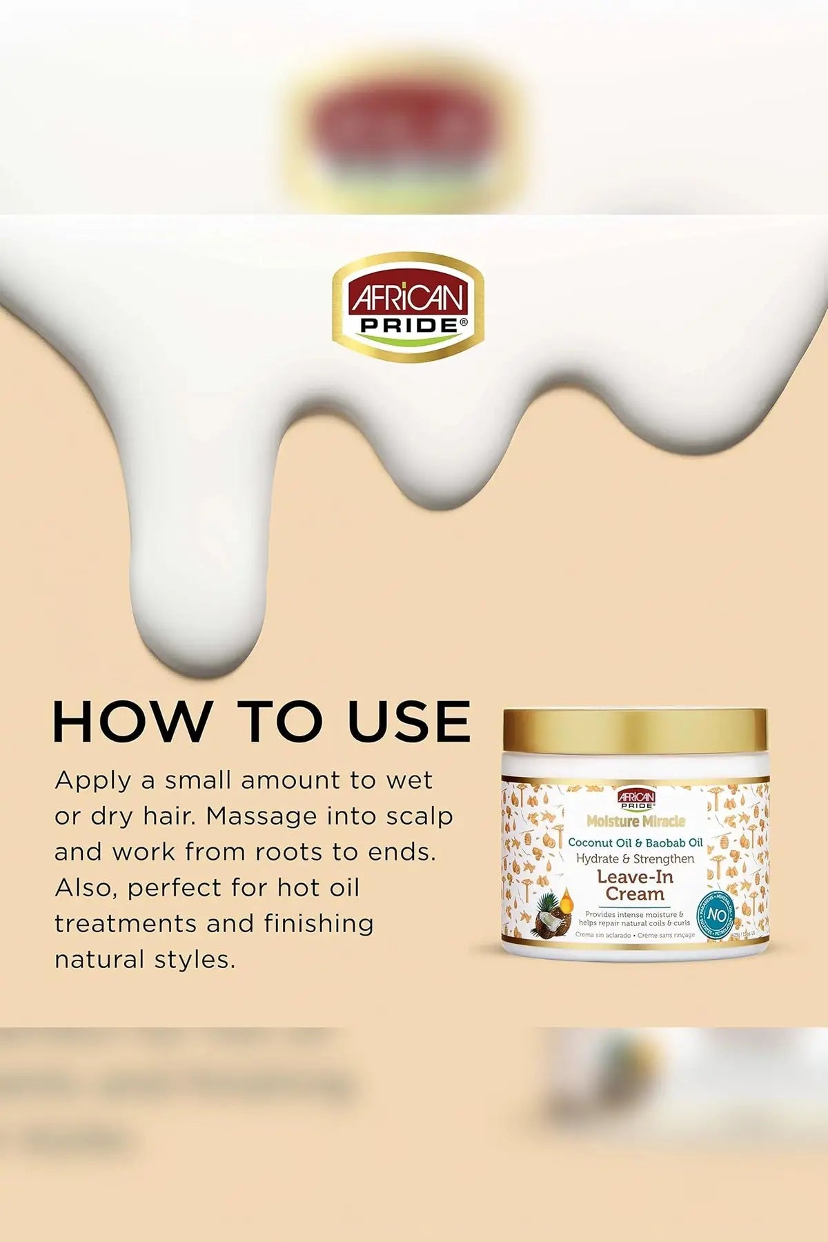 AFRICAN PRIDE MOISTURE MIRACLE HYDRATE & STRENGTHEN LEAVE-IN CREAM 15oz AFRICAN PRIDE