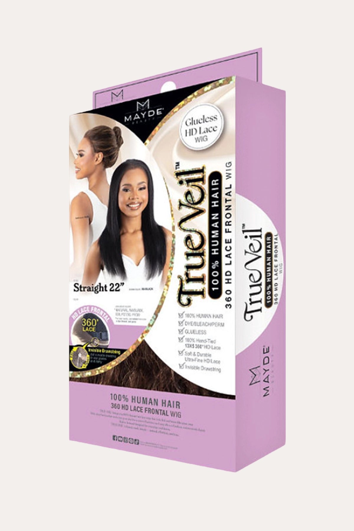 MAYDE TRUE VEIL 100% HUMAN HAIR 360 HD LACE FRONTAL WIG - STRAIGHT 22