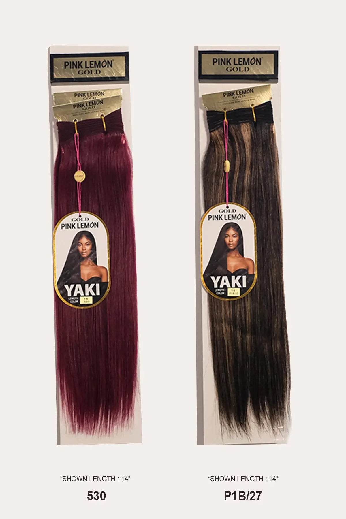 PINK LEMON GOLD 100% REMI HUMAN HAIR WEAVE - YAKI 12" PINK LEMON