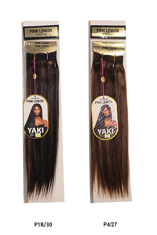 PINK LEMON GOLD 100% REMI HUMAN HAIR WEAVE - YAKI 10" PINK LEMON