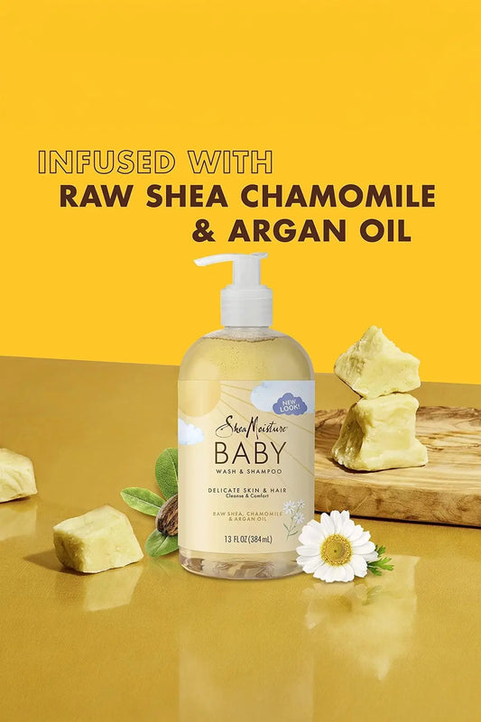 SHEA MOISTURE RAW SHEA CHAMOMILE & ARGAN OIL BABY WASH & SHAMPOO 13oz SHEA MOISTURE