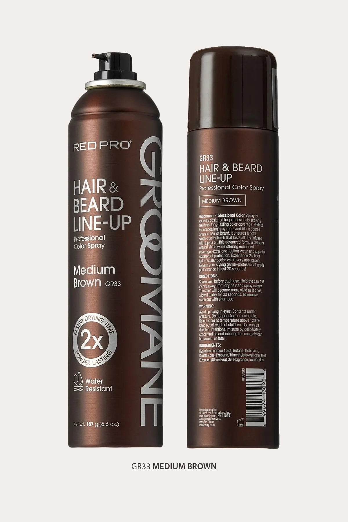 RED PRO GROOMANE TEMPORARY COLOR SPRAY FOR HAIR, BEARDS & LINEUP