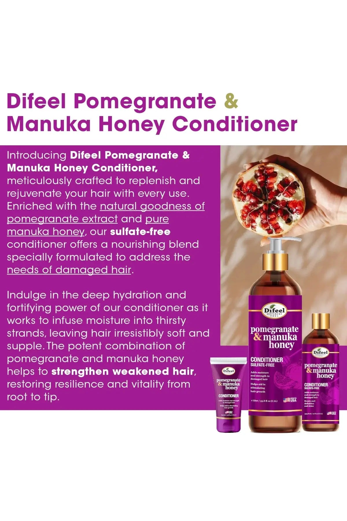 DIFEEL POMEGRANATE& MANUKA HONEY SULFATE-FREE CONDITIONER DIFEEL