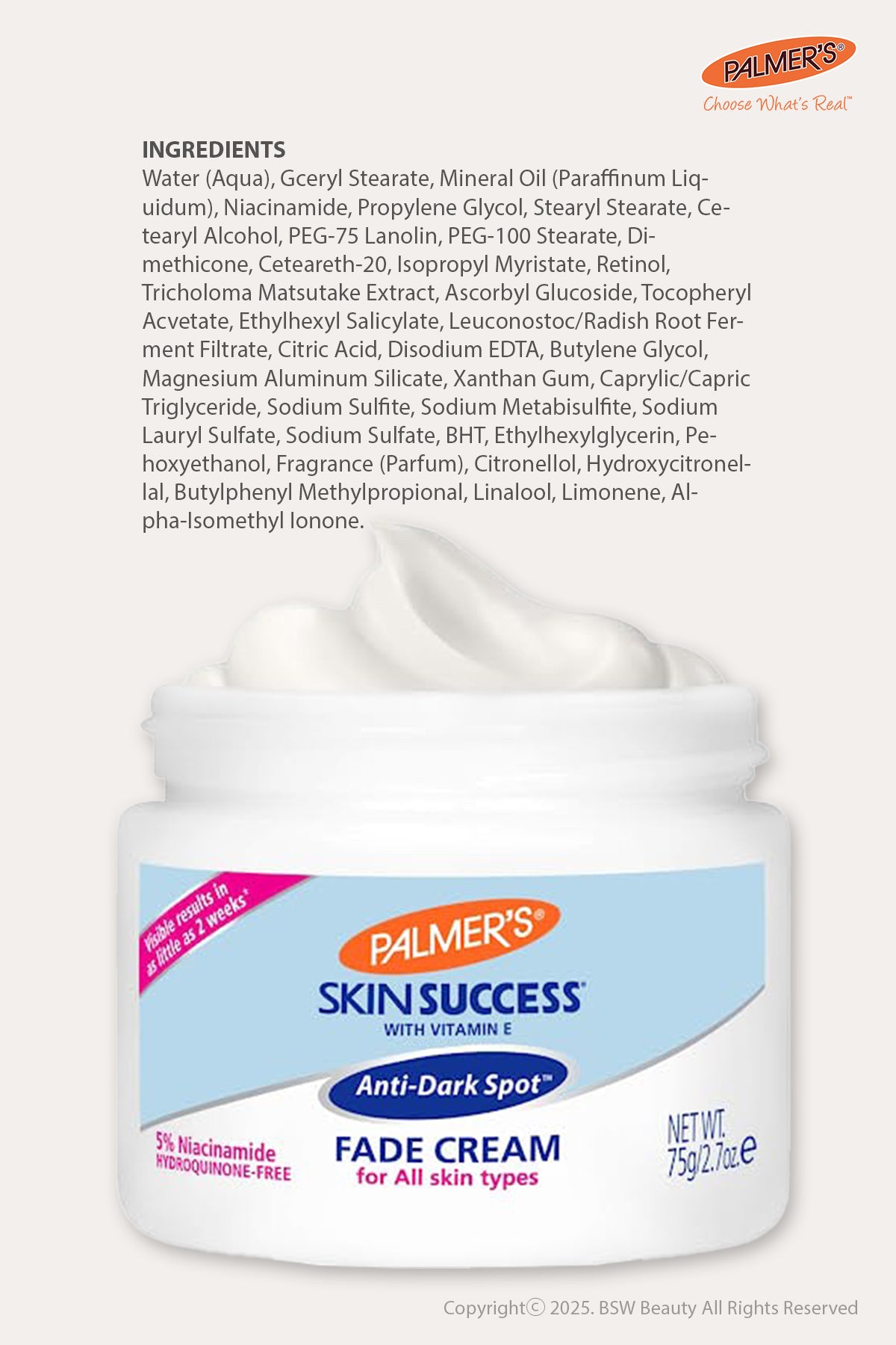 PALMER'S SKIN SUCCESS ANTI-DARK SPOT FADE CREAM - BSW BEAUTY CANADA