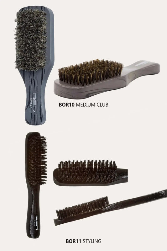 RED PROFESSIONAL 100% BOAR BRUSH SOFT BRISTLES (12 TYPES) RED BEAUTY