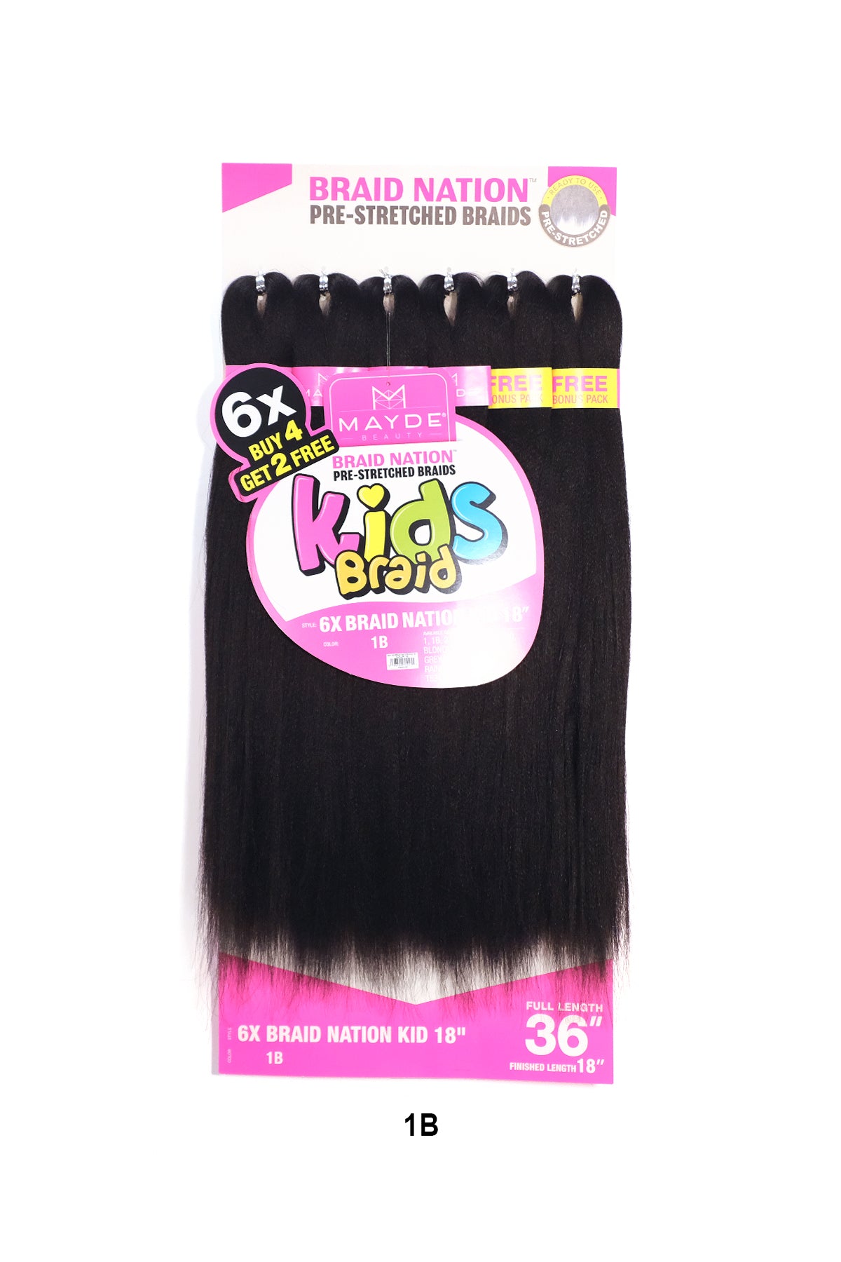 MAYDE 6X BRAID NATION PRE-STRETCHED KIDS BRAID 18