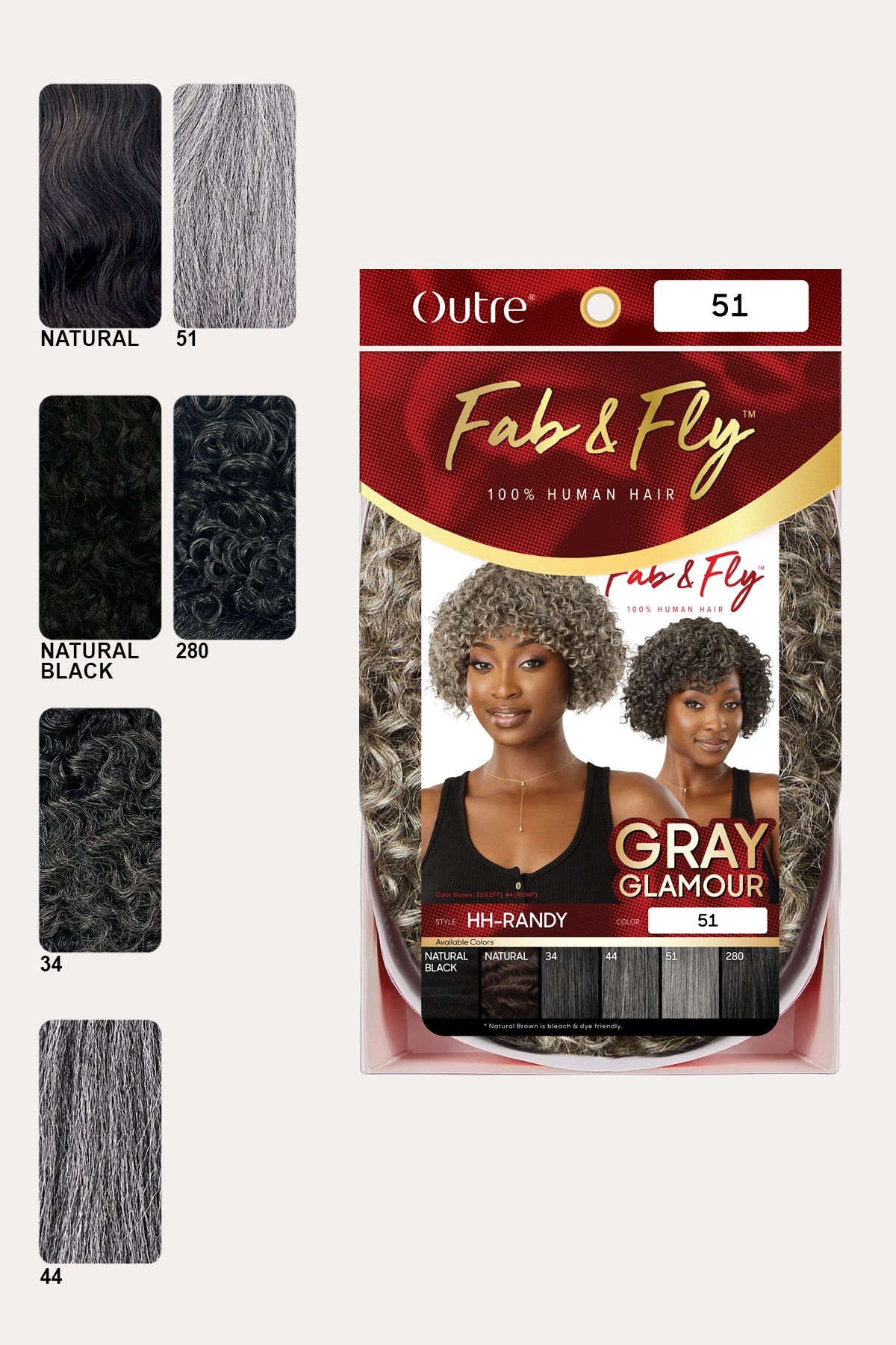 OUTRE FAB & FLY GRAY GLAMOUR HUMAN HAIR FULL WIG - RANDY - BSW BEAUTY CANADA