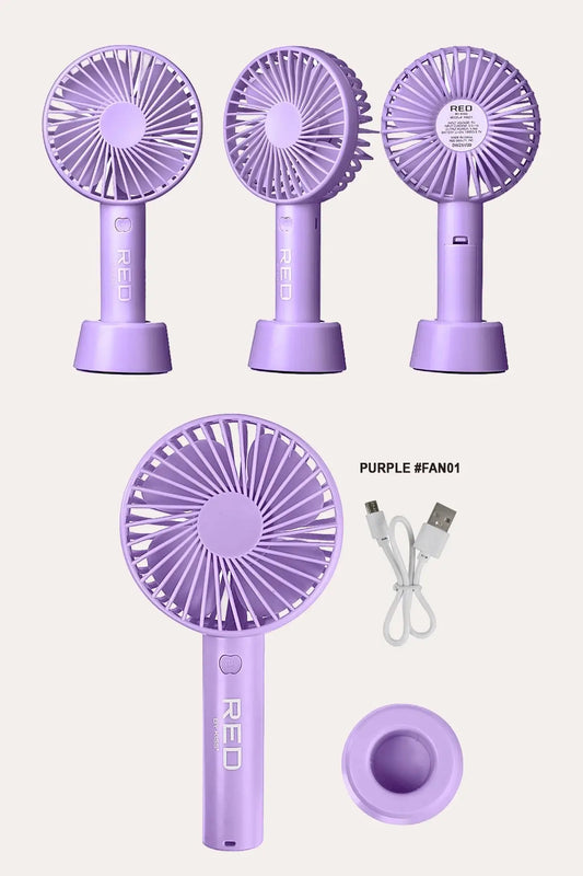 RED BY KISS PORTABLE HANDHELD RECHARGEABLE BEAUTY FAN RED BEAUTY