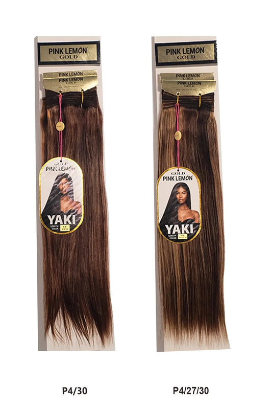PINK LEMON GOLD 100% REMI HUMAN HAIR WEAVE - YAKI 10" PINK LEMON