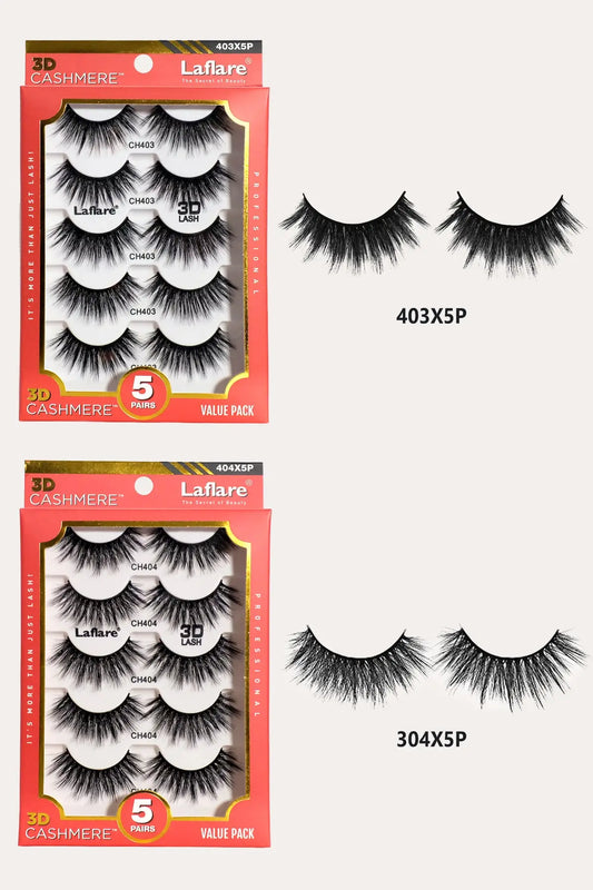 LAFLARE 3D CASHMERE LASHES_5 PAIRS VALUE PACK LAFLARE