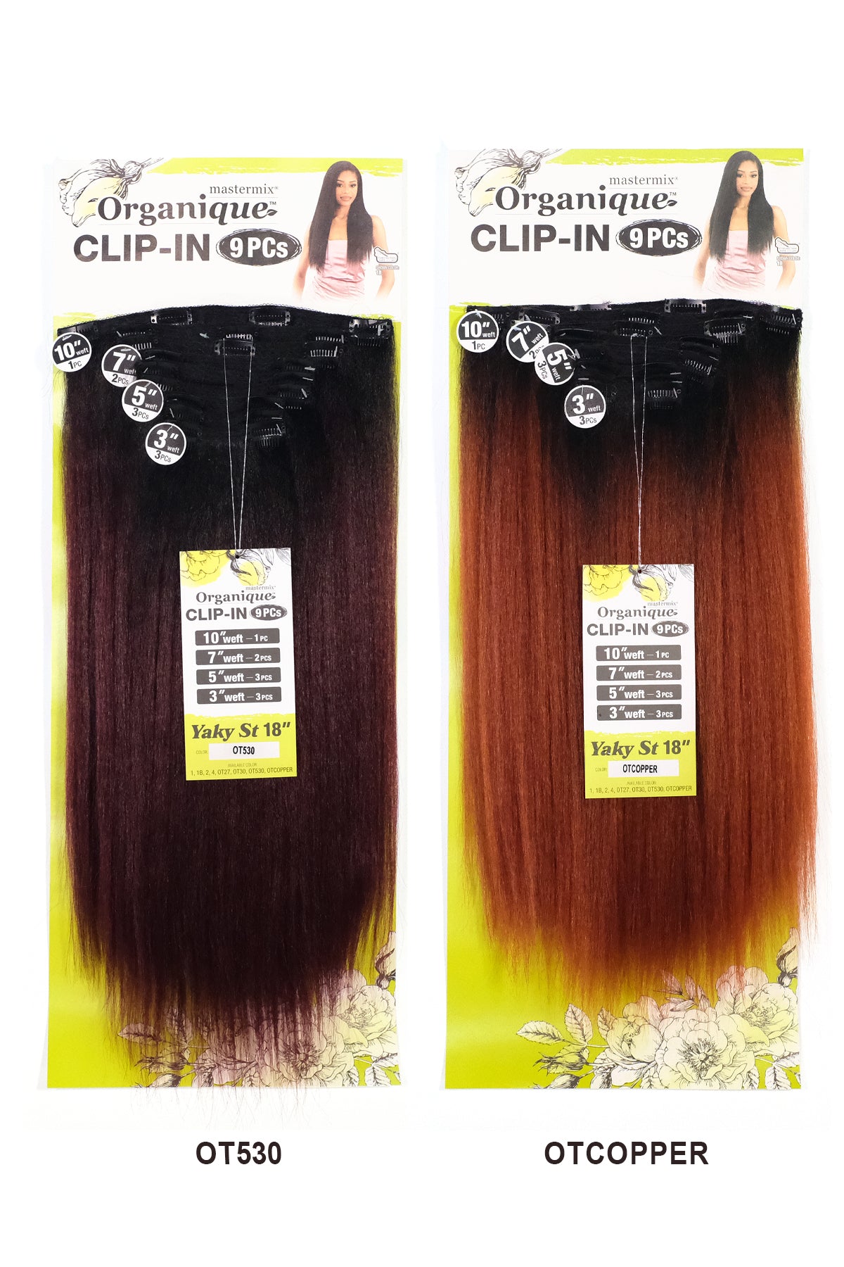 SHAKE N GO ORGANIQUE HUMAN HAIR BLEND CLIP-IN 9PCS - YAKY STRAIGHT 18"