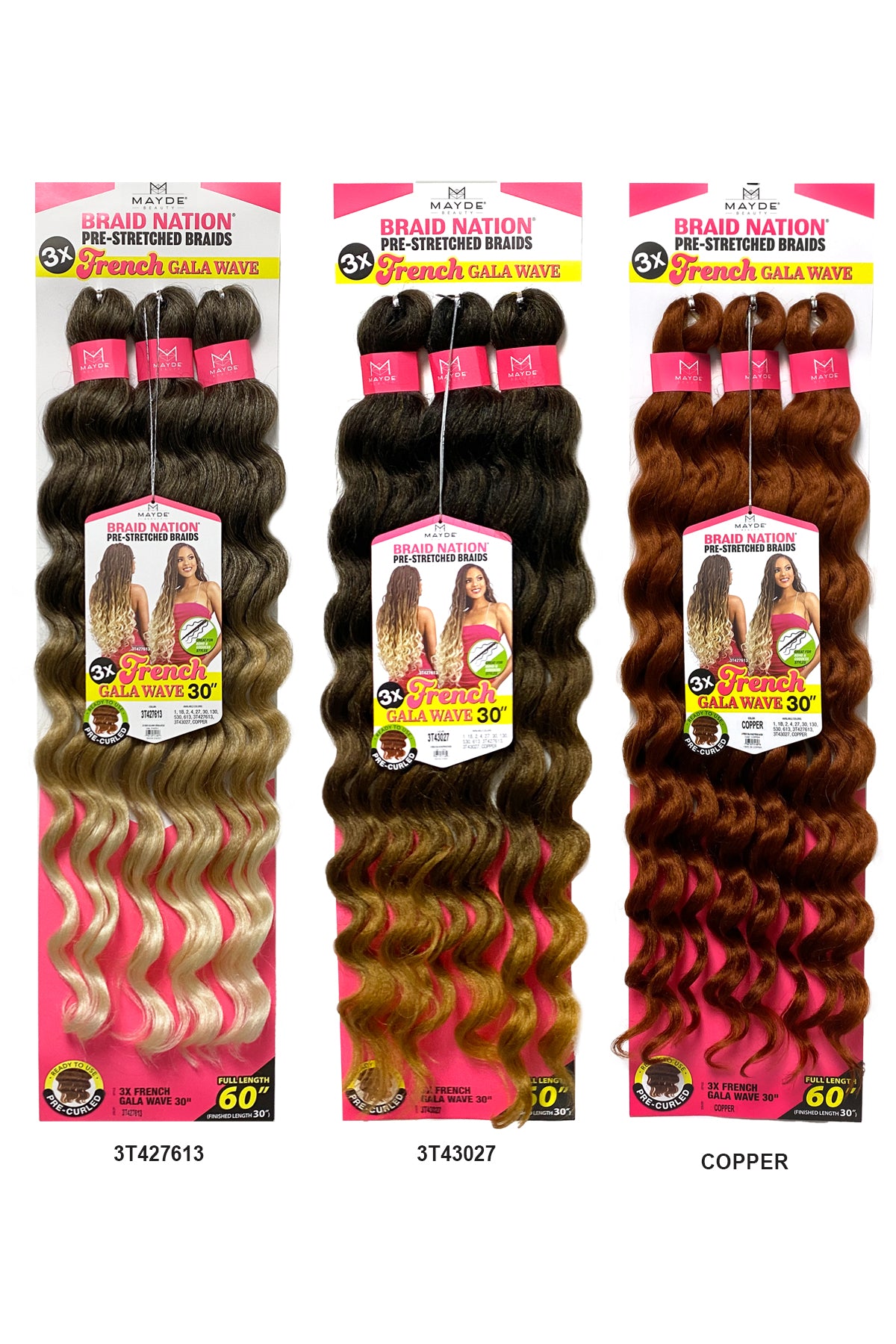MAYDE BRAID NATION PRE-STRETCHED BRAID 3X  FRENCH GALA WAVE 30" - BSW BEAUTY CANADA
